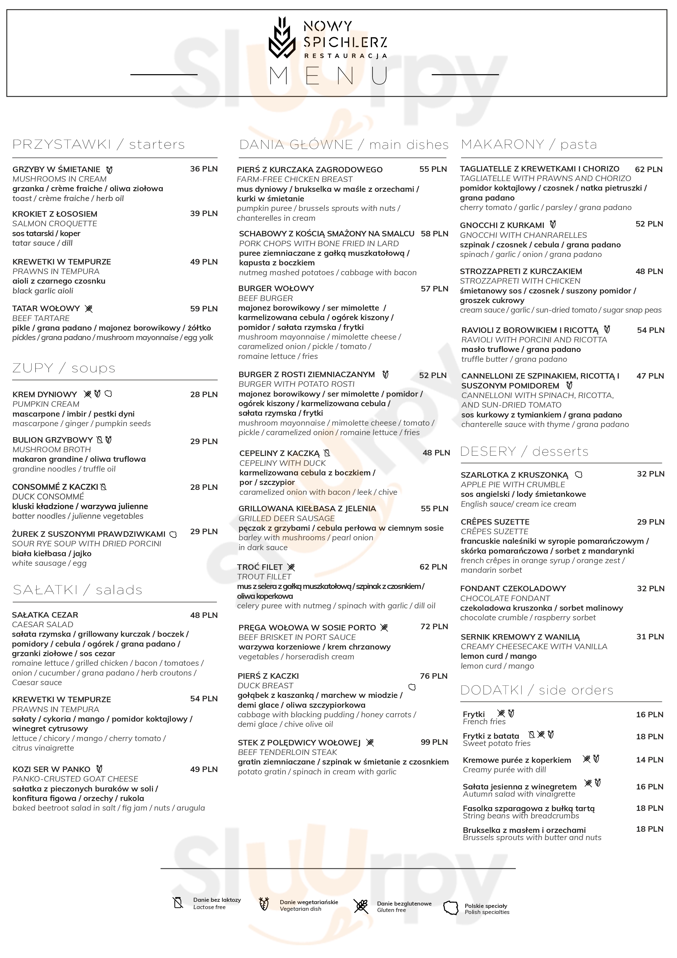 Nowy Spichlerz Restauracja Tomaszowice Menu - 1