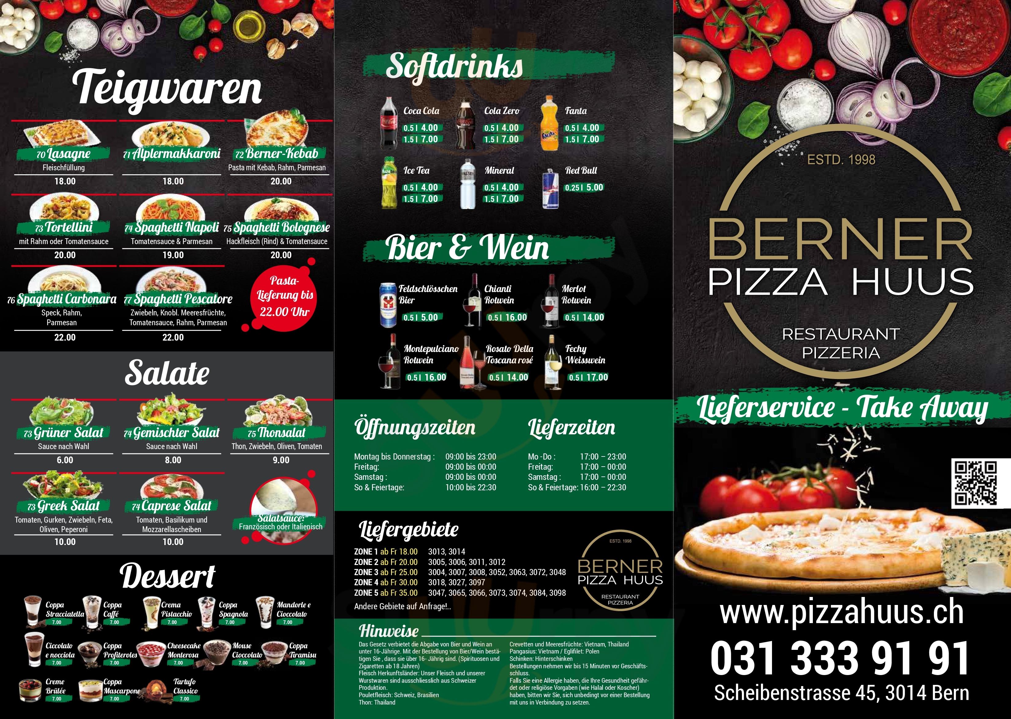 Berner Pizza Huus Bern Menu - 1