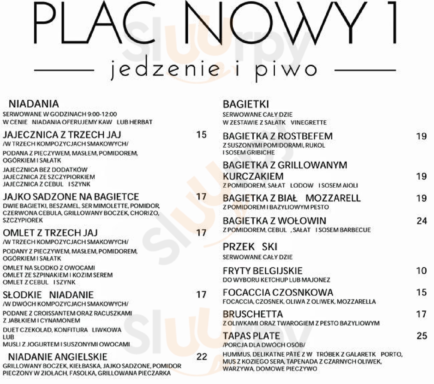 Plac Nowy 1 Kraków Menu - 1