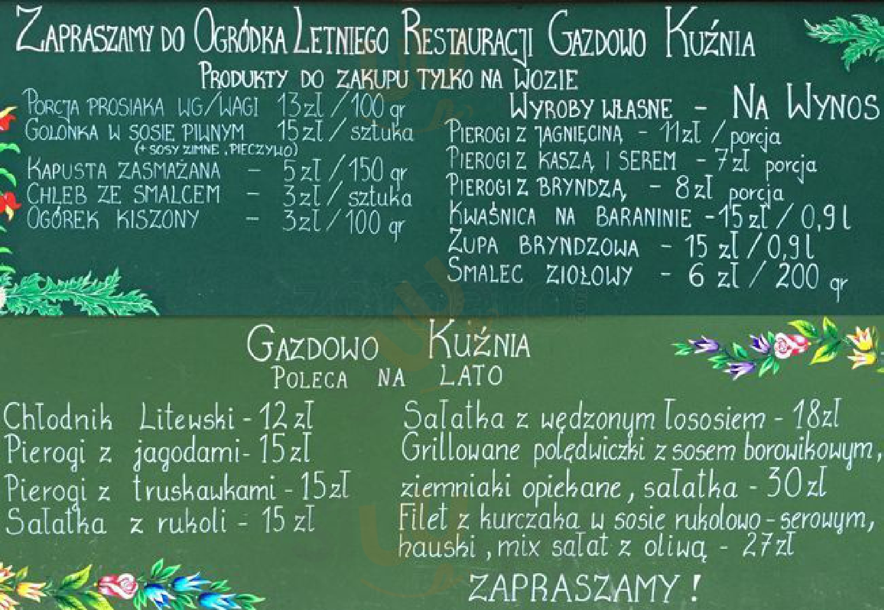 Gazdowo Kuźnia Zakopane Menu - 1