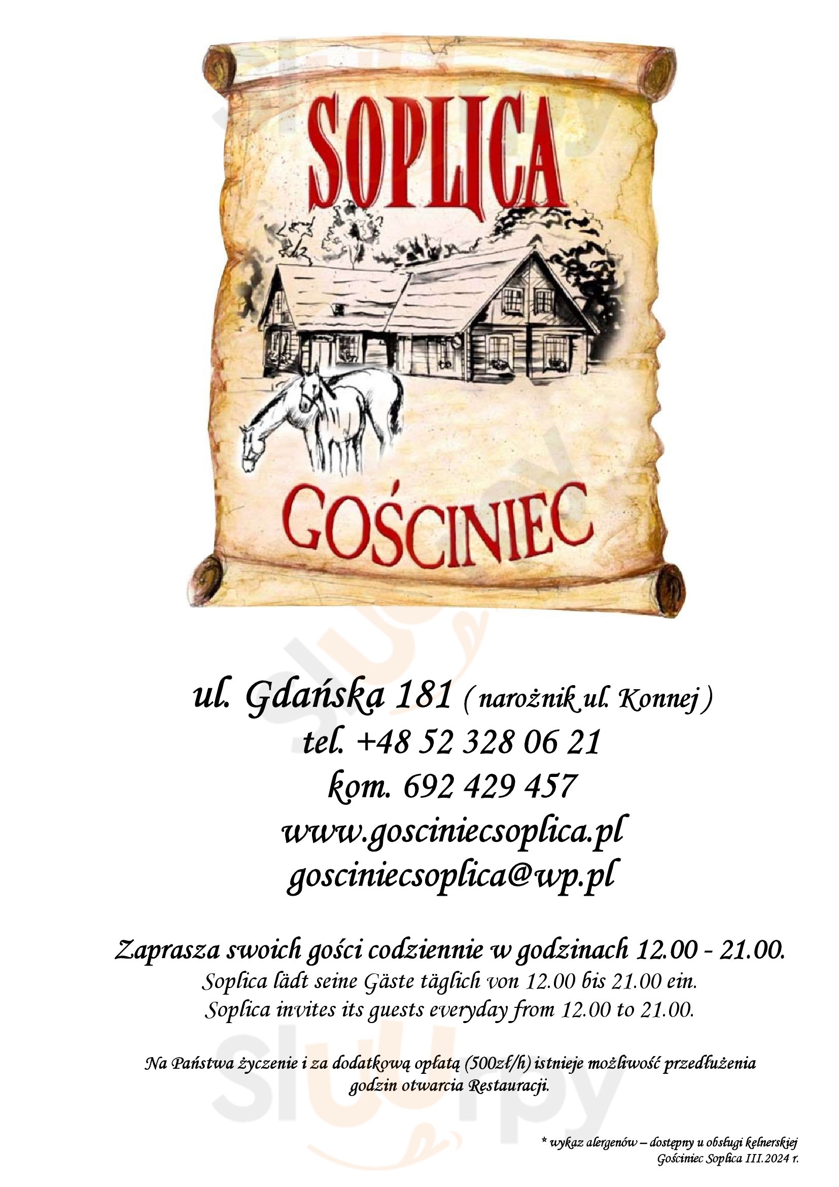 Gościniec Soplica Bydgoszcz Menu - 1