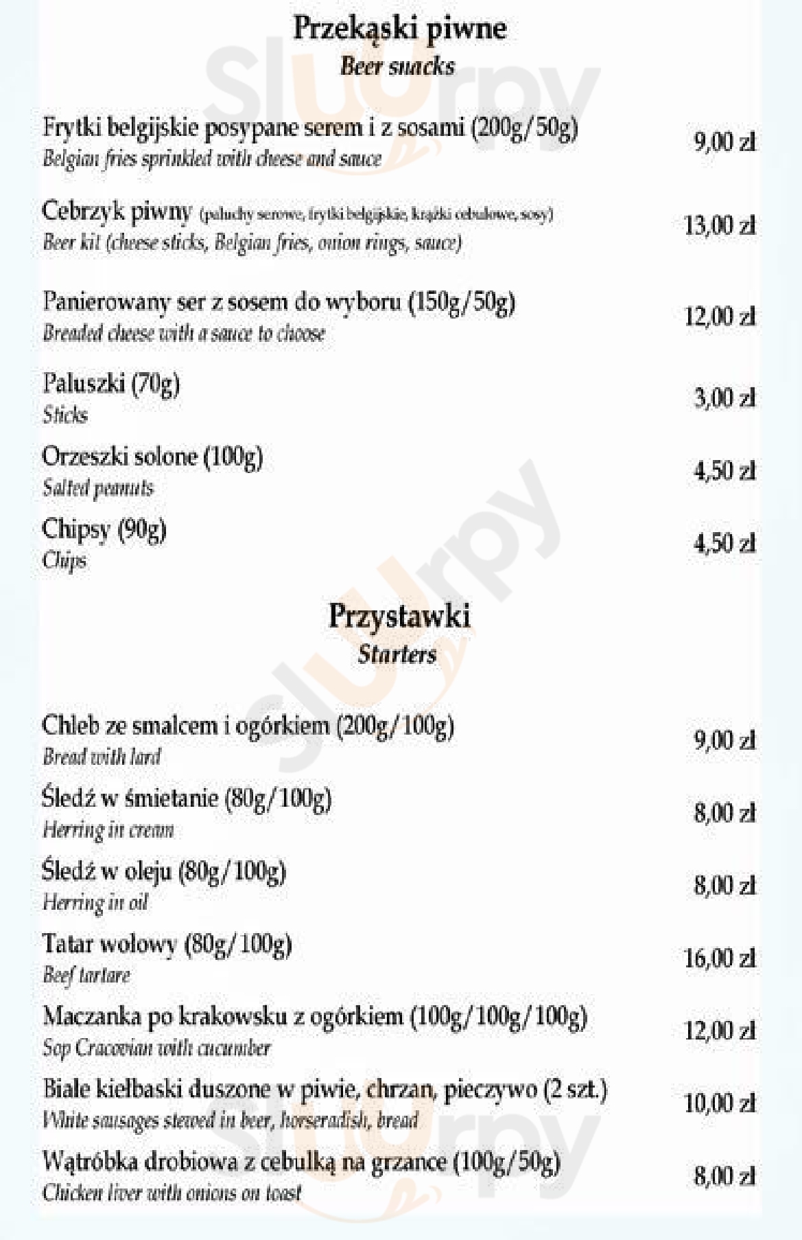 Pod Srebrnym Kurem Kraków Menu - 1