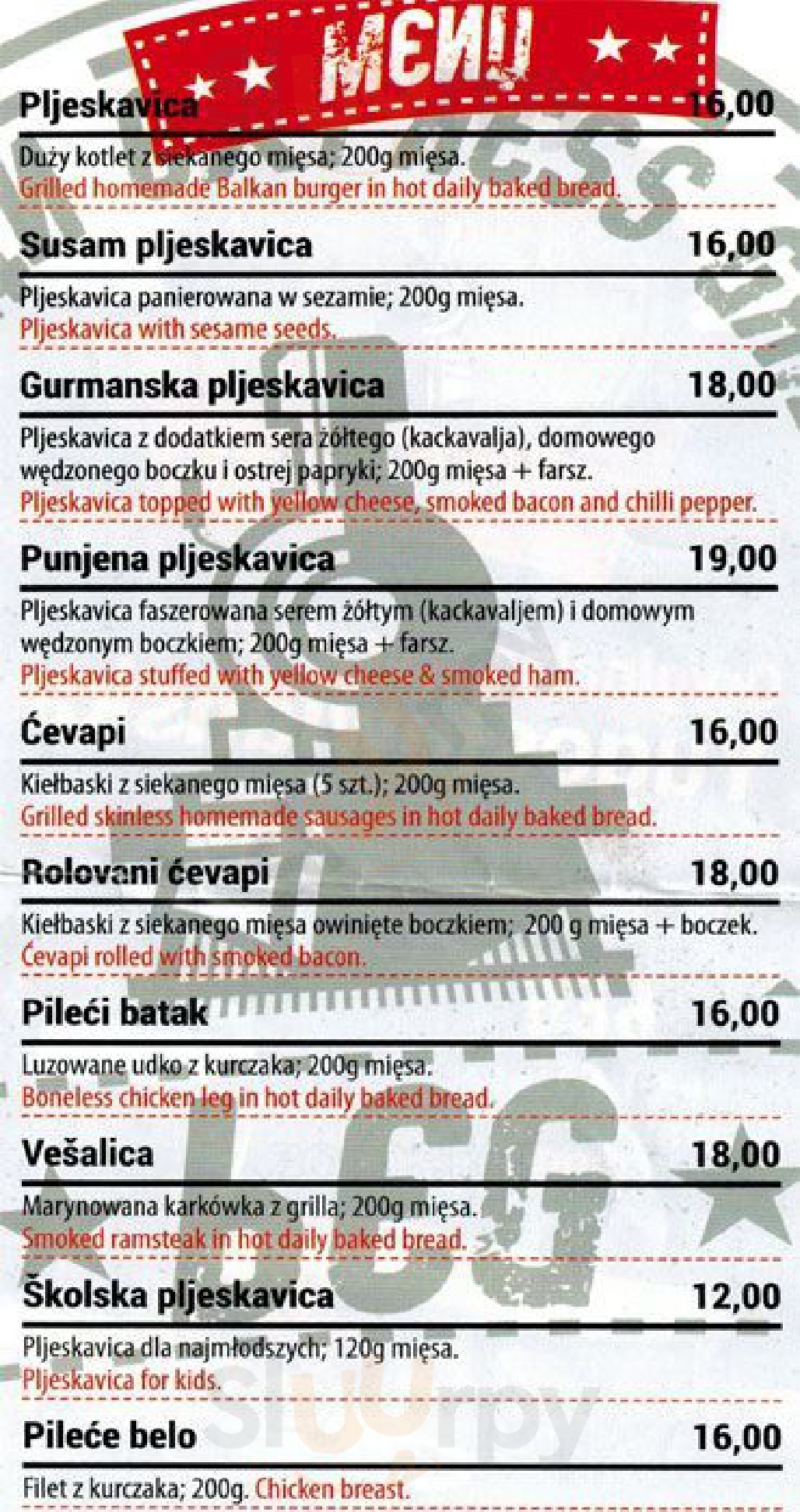 Balkan Express Grill Kraków Menu - 1