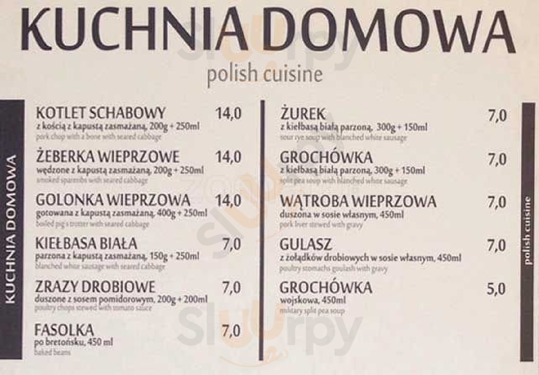 Bar Pod Okrąglakiem Kraków Menu - 1