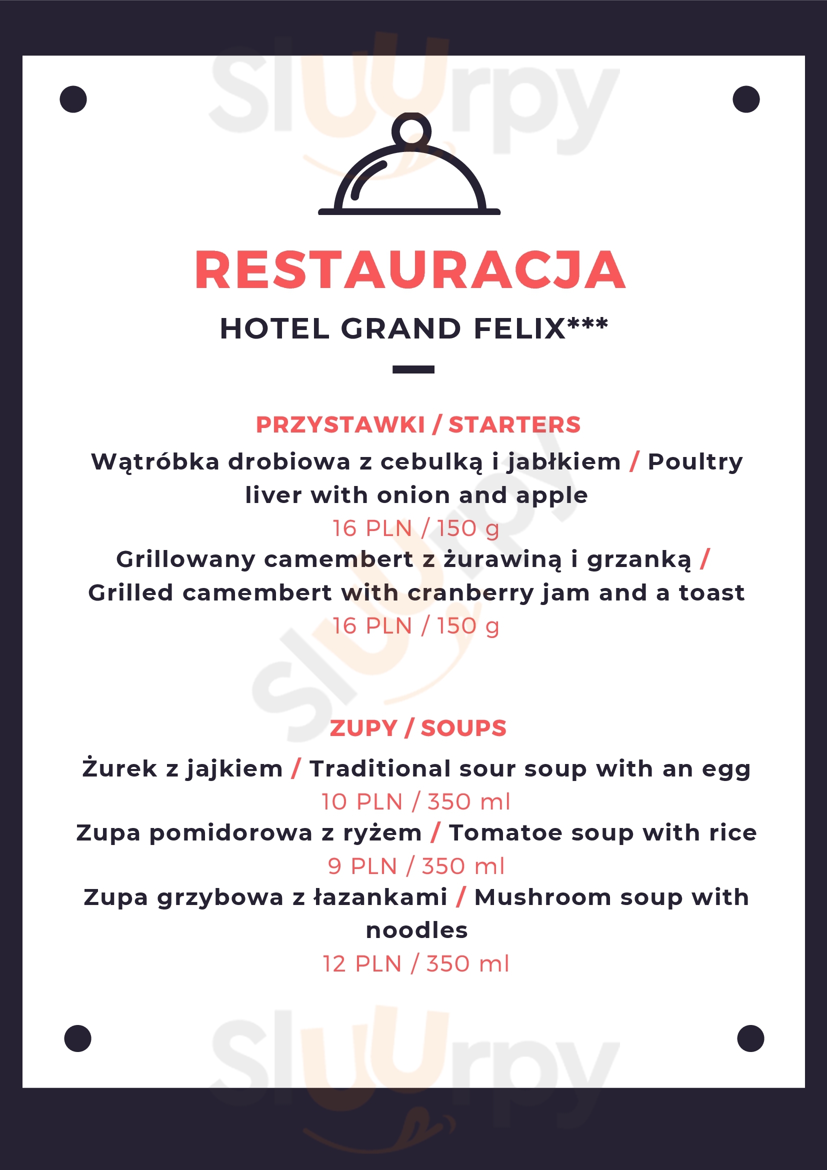 Restauracja Grand Felix Kraków Menu - 1