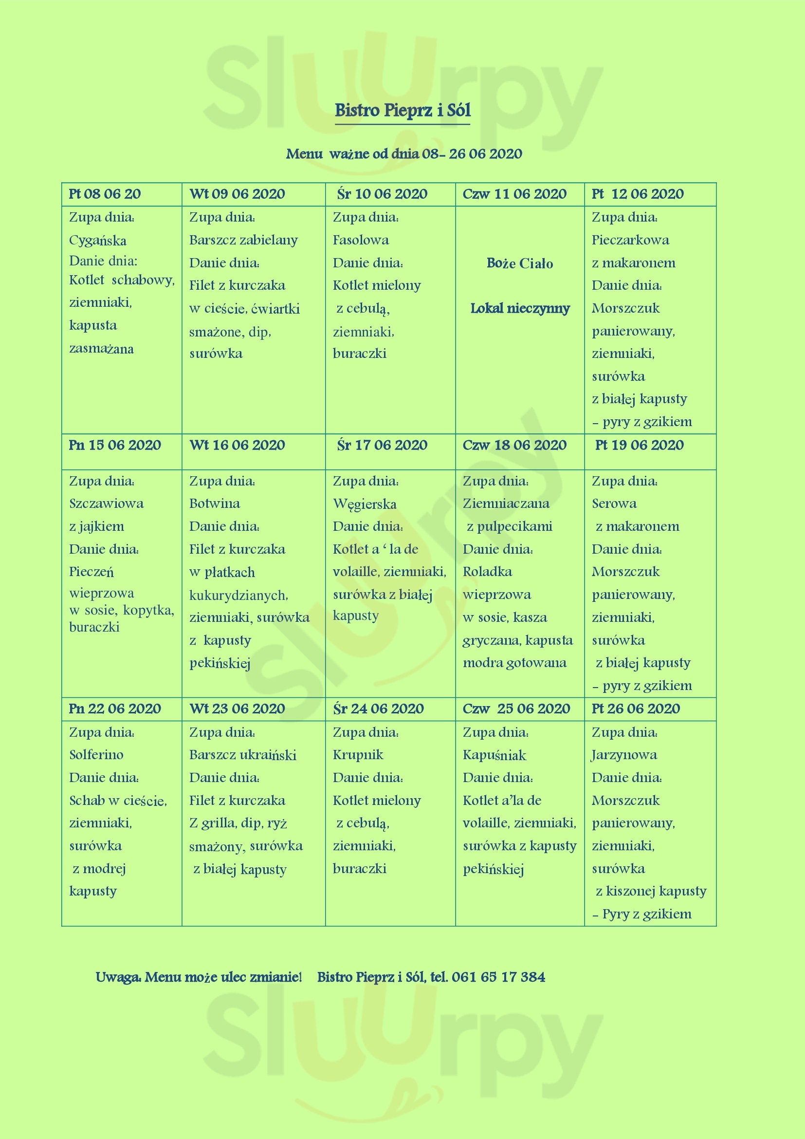 Pieprz I Sól Bistro Plewiska Menu - 1