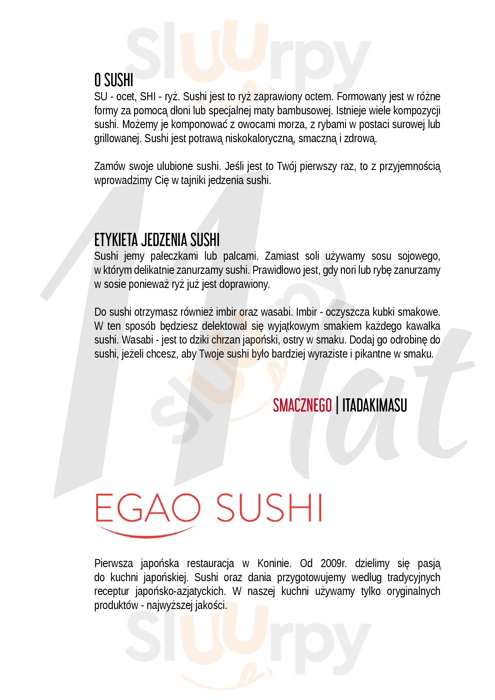 Egao Sushi Konin Menu - 1