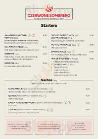 Czerwone Sombrero - Mexican Restaurant menu