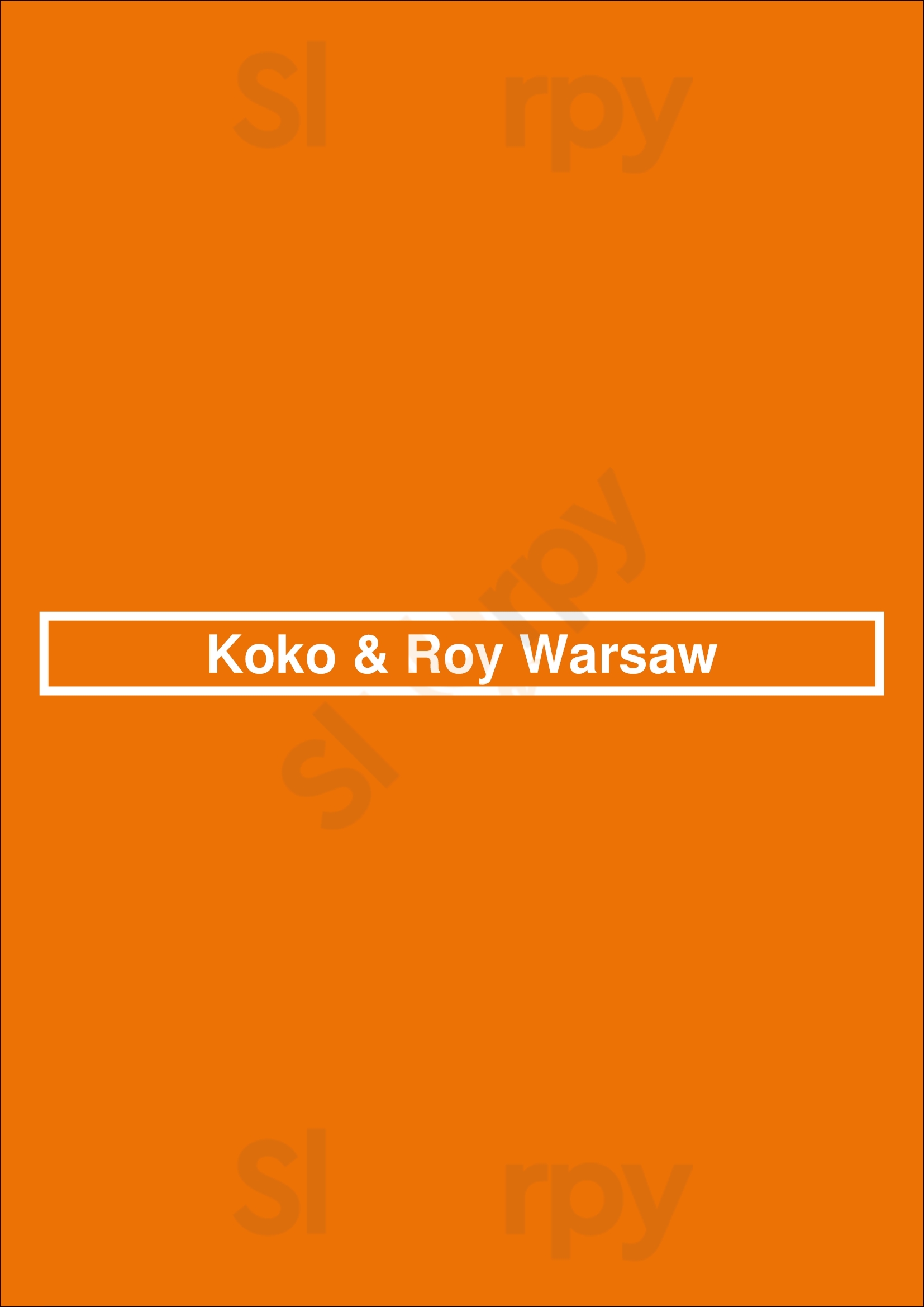 Koko & Roy Warsaw Warszawa Menu - 1
