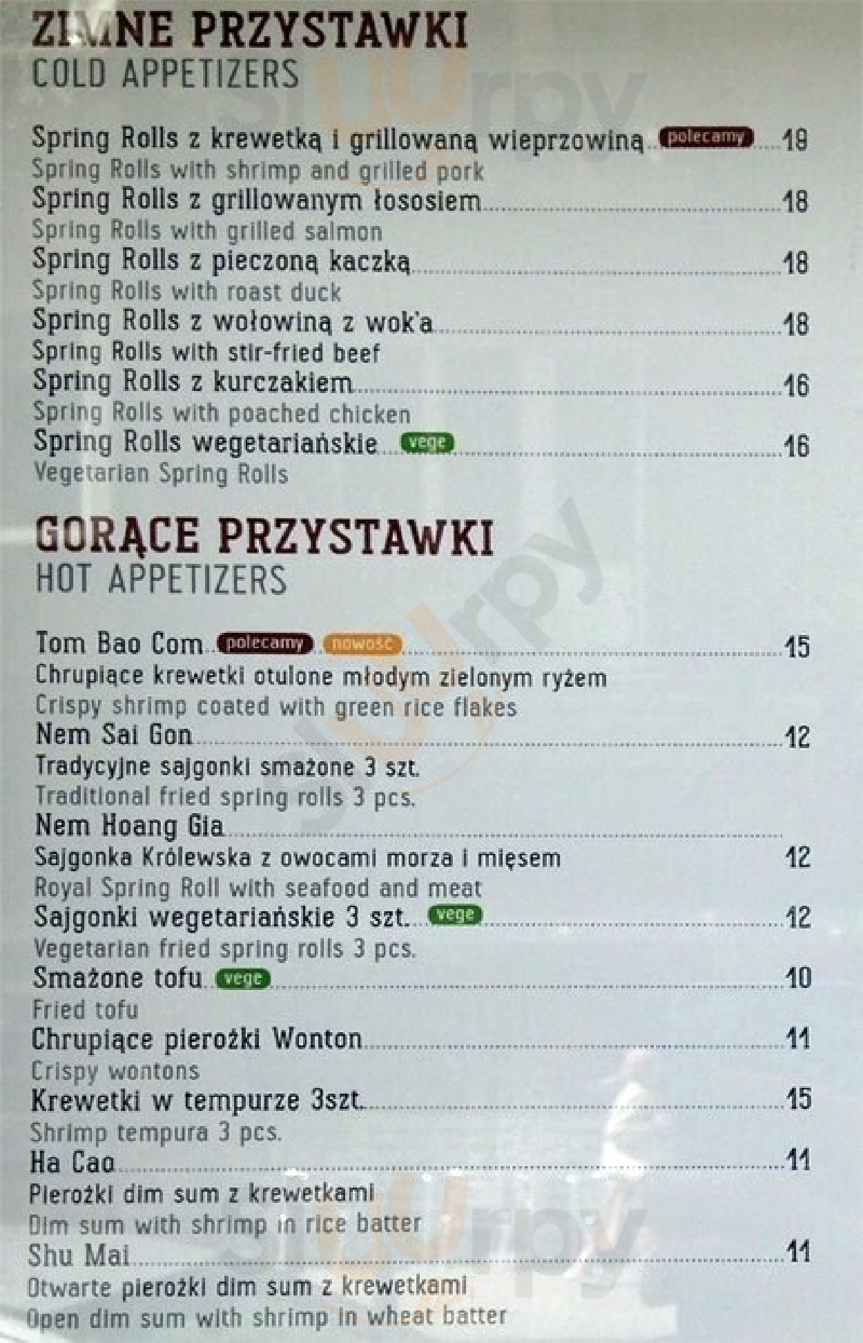 Spring Roll Restauracja Azjatycka Warszawa Menu - 1