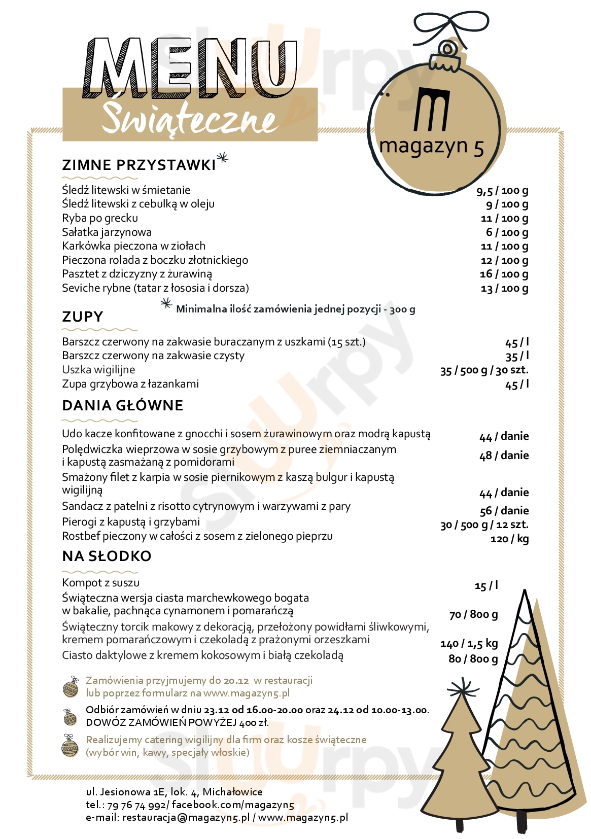 Magazyn 5 Michałowice Menu - 1