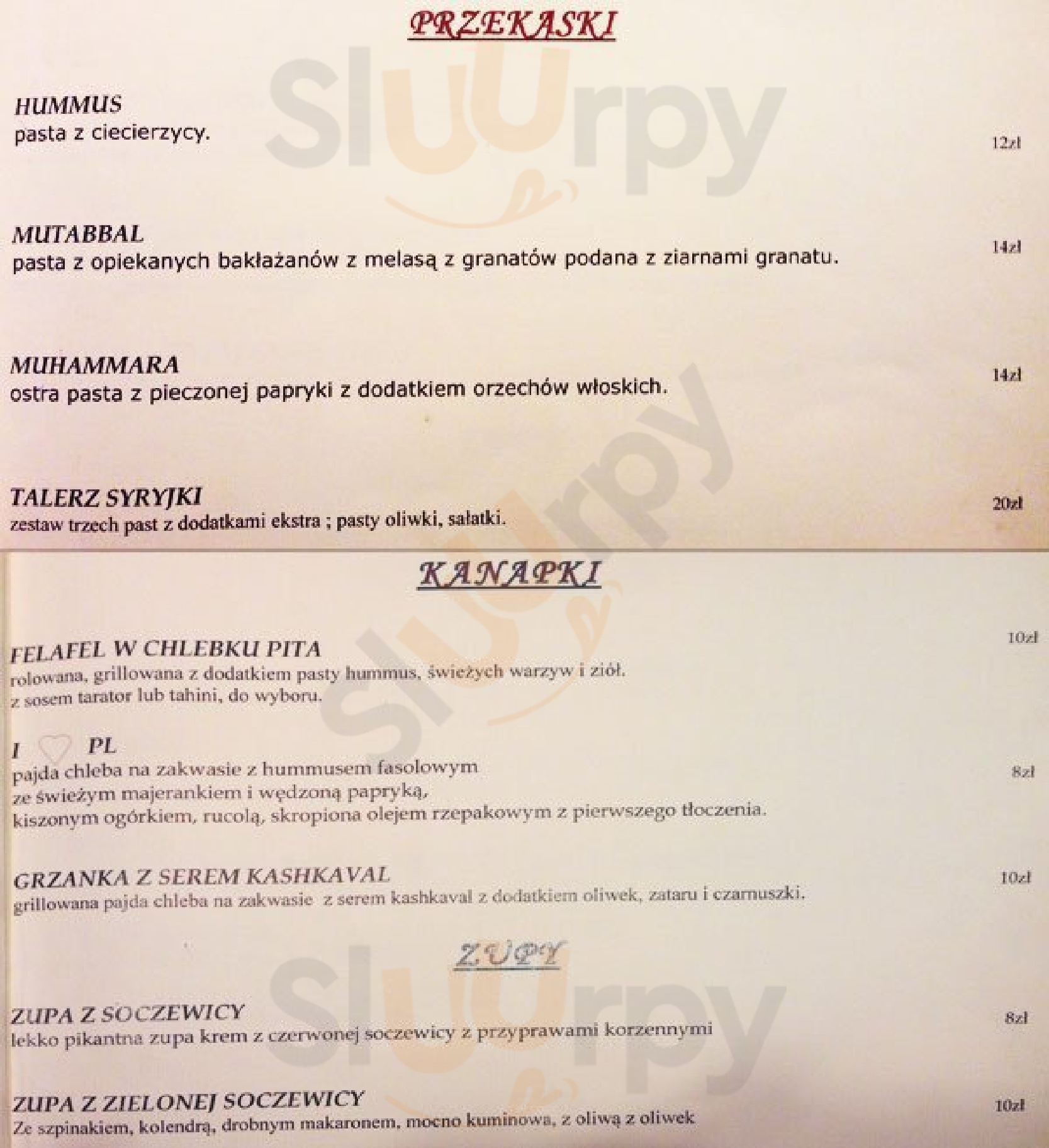 Syryjka Warszawa Menu - 1