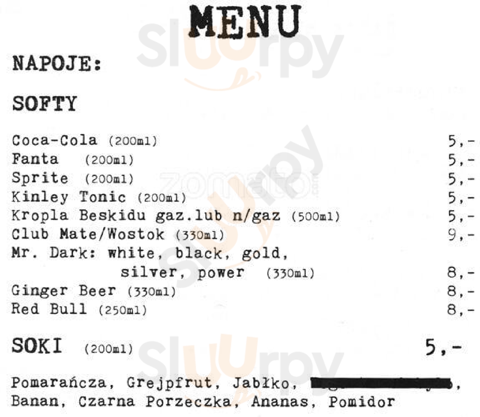 Spiskowcy Rozkoszy Warszawa Menu - 1