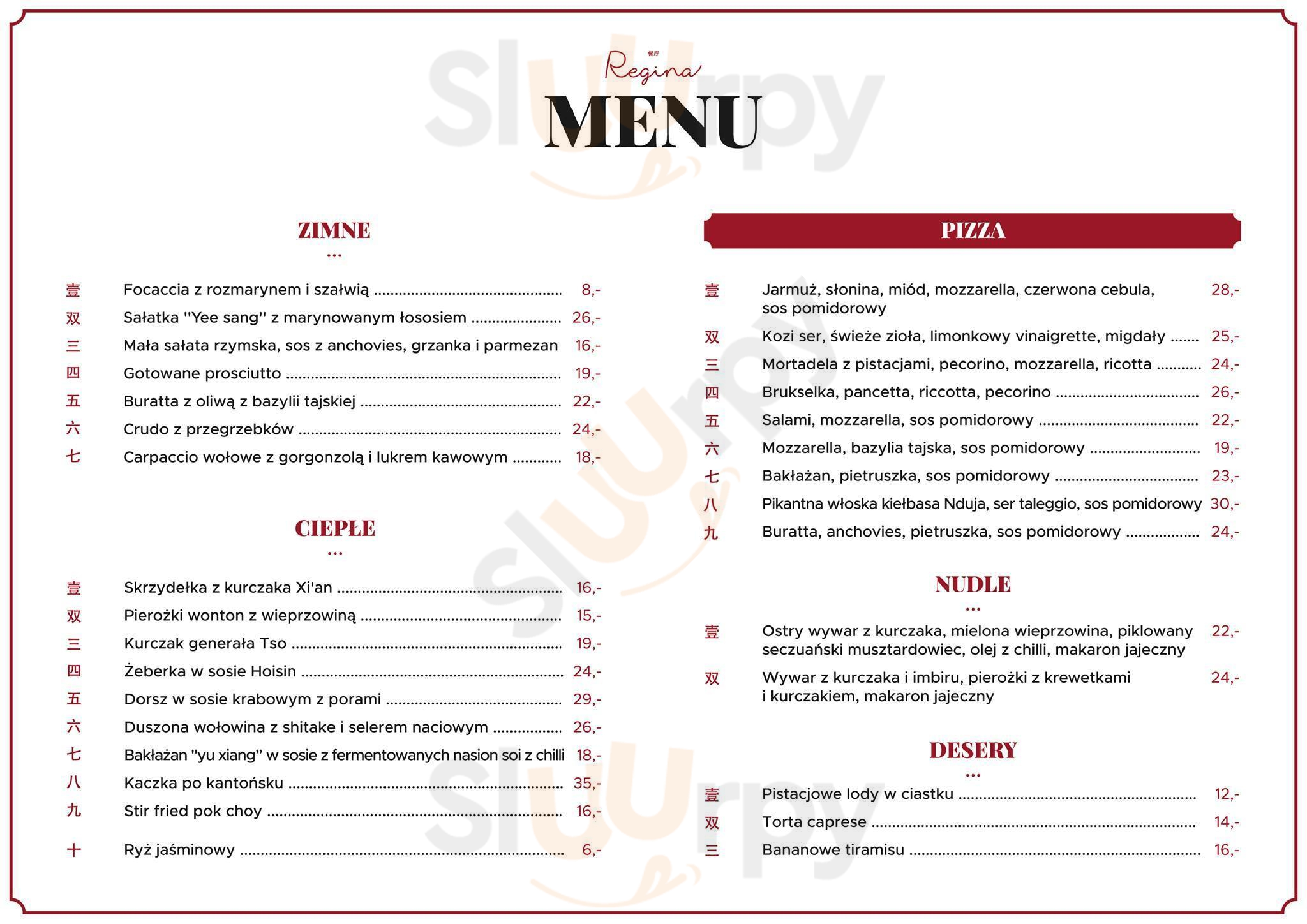 Reginabar Warszawa Menu - 1