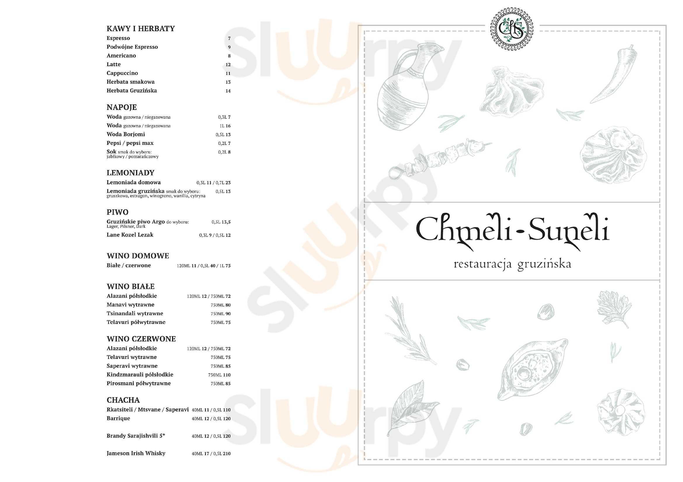 Chmeli Suneli Restauracja Gruzińska Warszawa Menu - 1