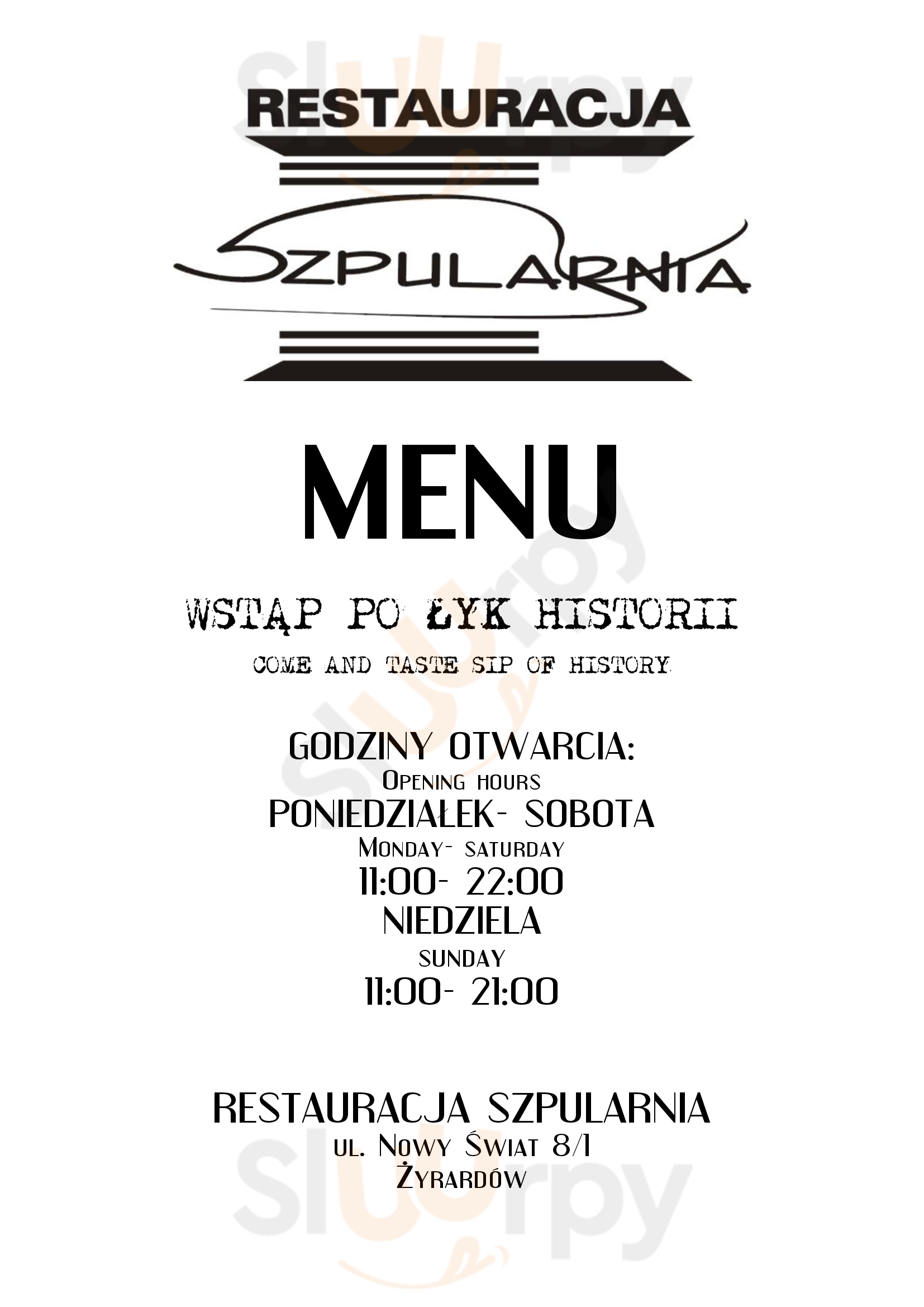 Szpularnia Żyrardów Menu - 1