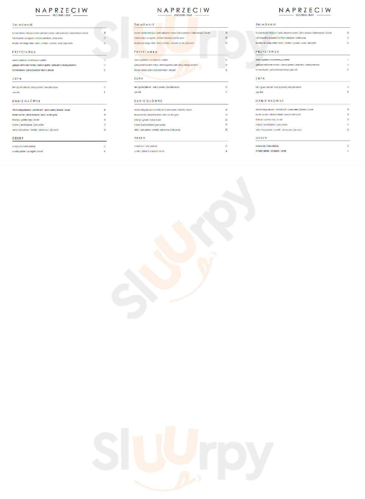 Naprzeciw Food & Drink Warszawa Menu - 1