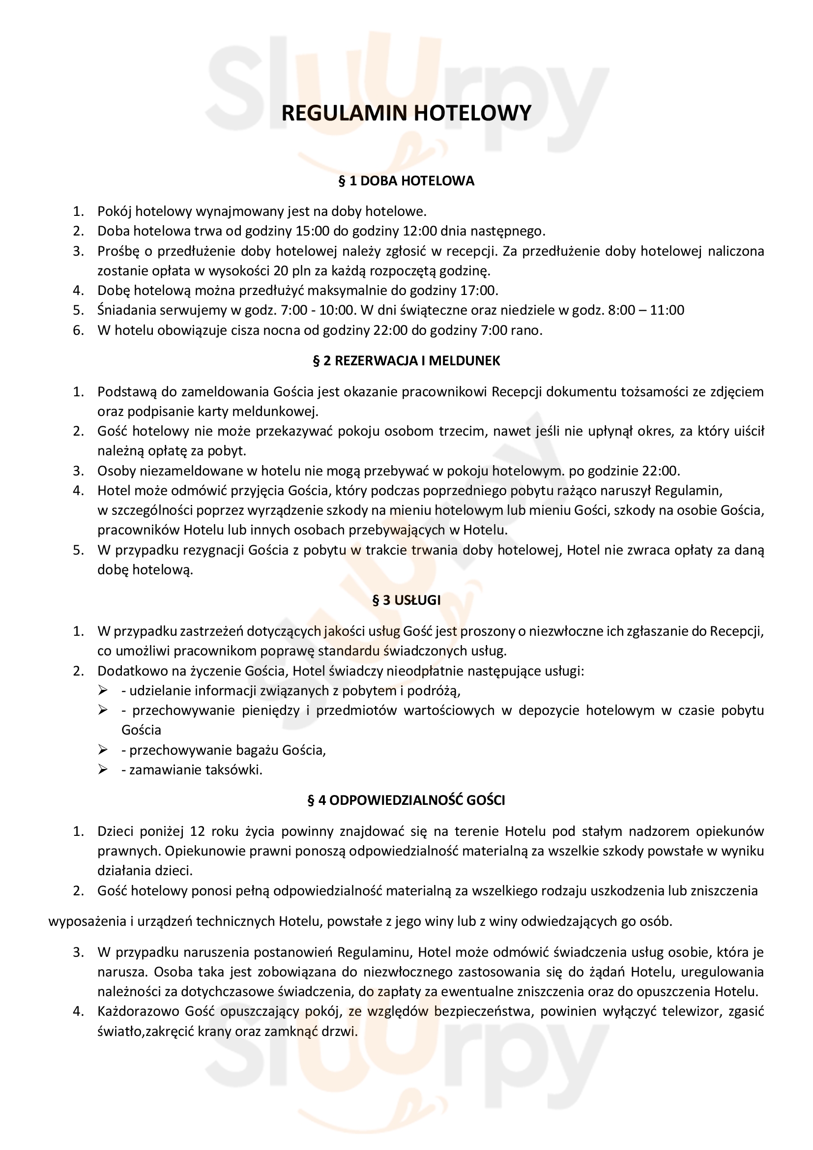 Perła Roztocza Szczebrzeszyn Menu - 1