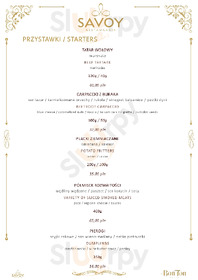 Alibi Restauracja I Klub menu