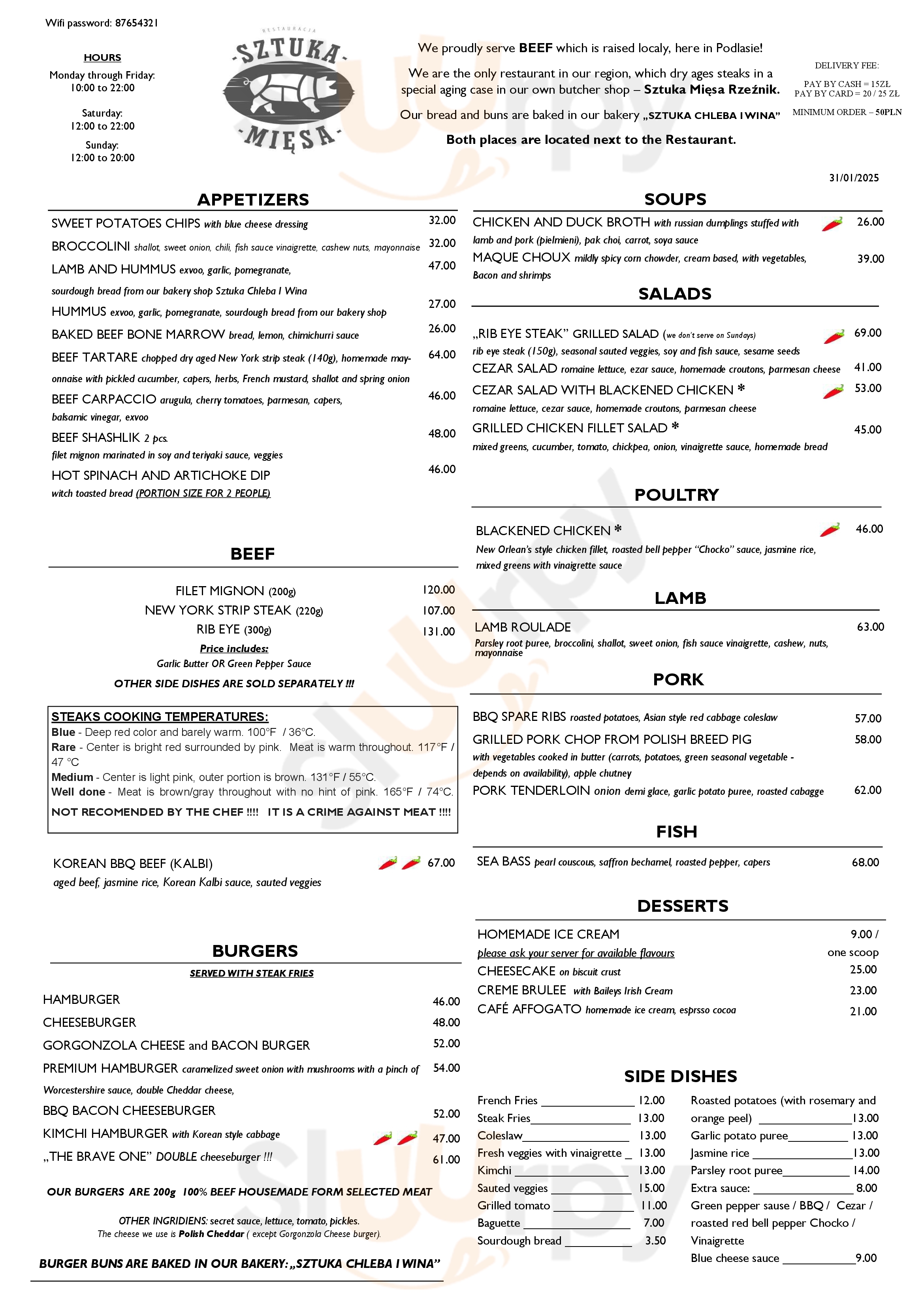 Sztuka Mięsa Restauracja Białystok Menu - 1