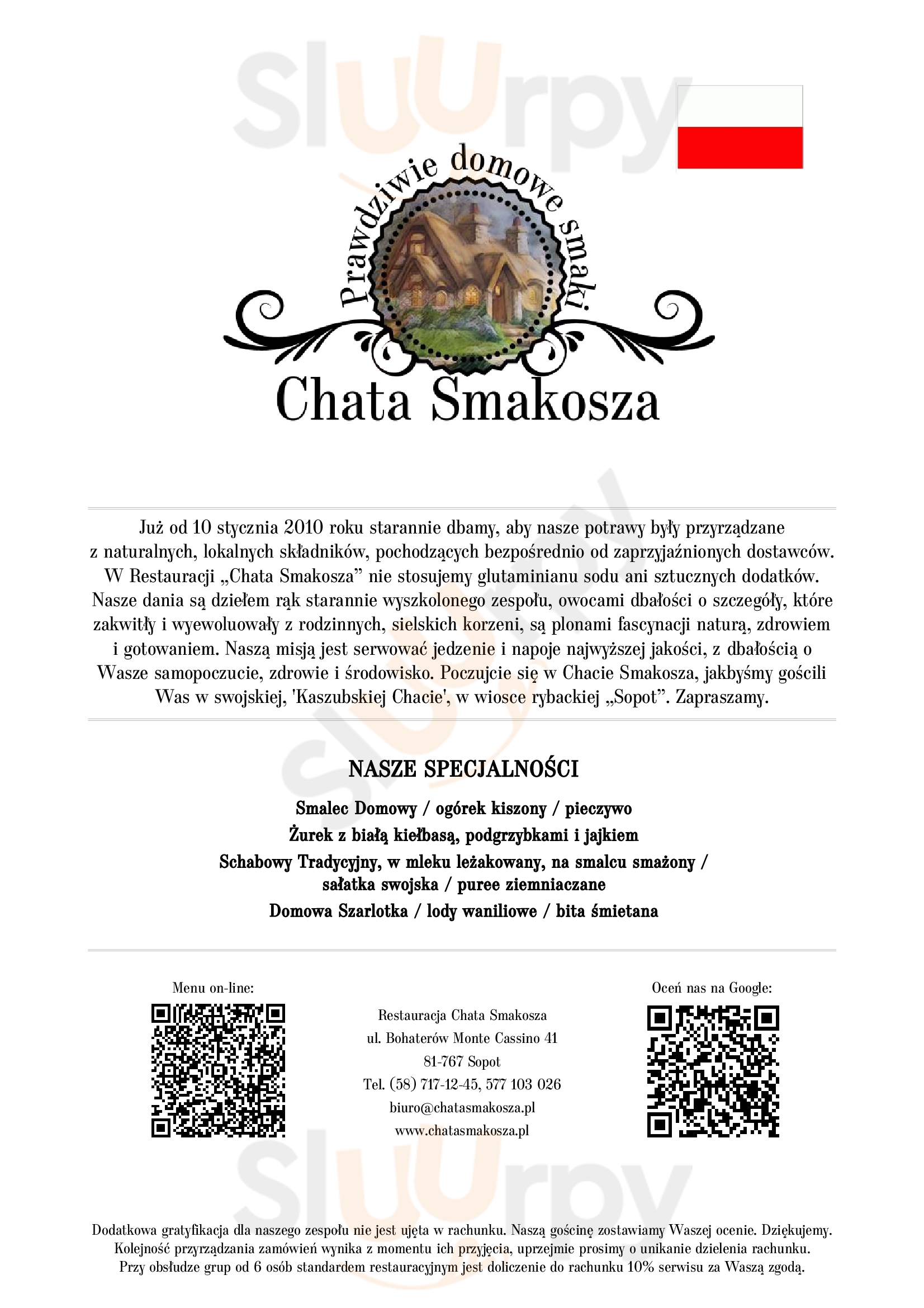 Restauracja Chata Smakosza Sopot Menu - 1