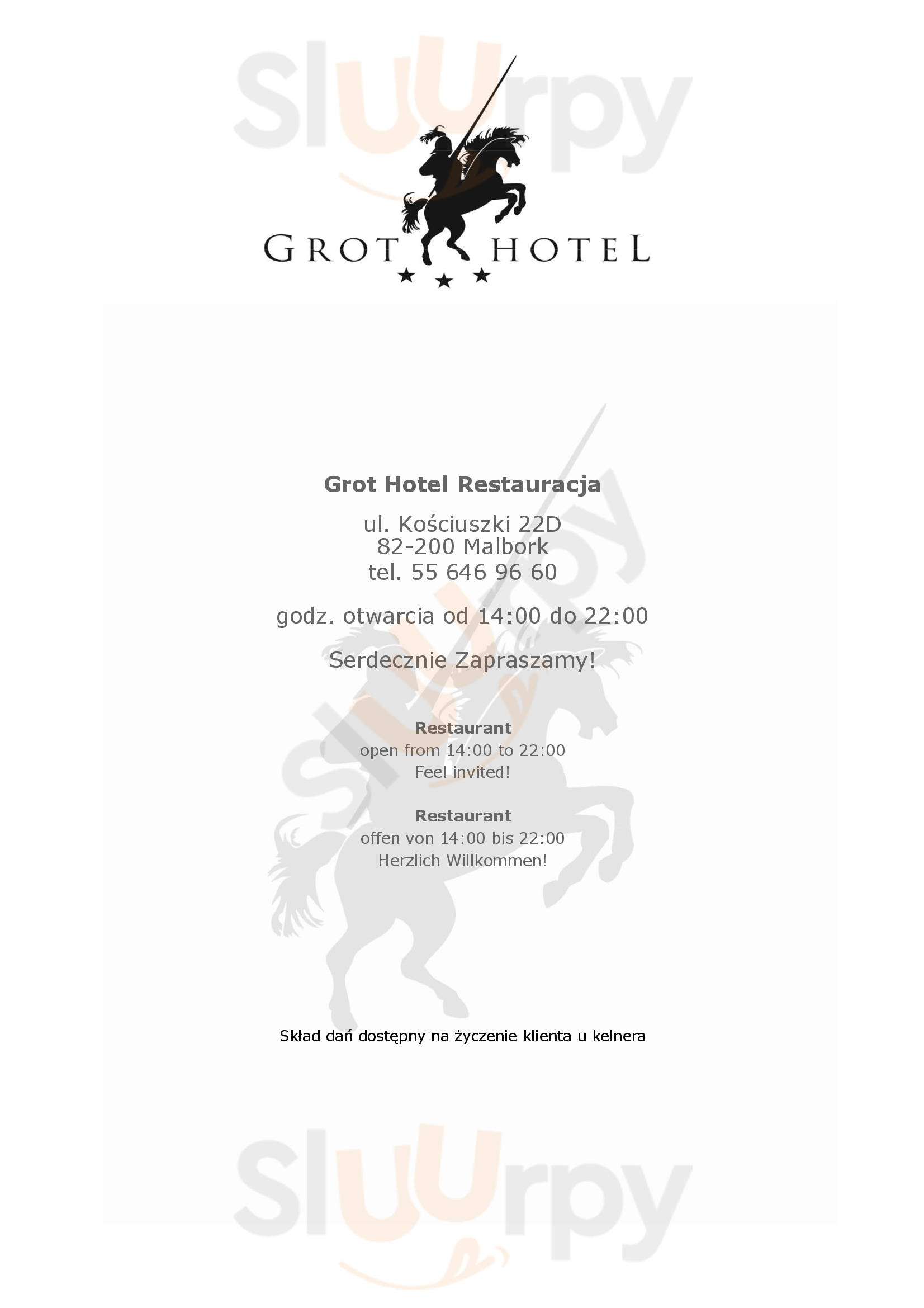 Grot Restaurant Malbork Menu - 1