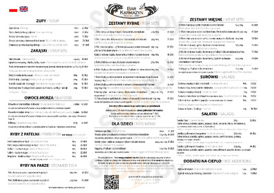 Bar Karmazyn menu