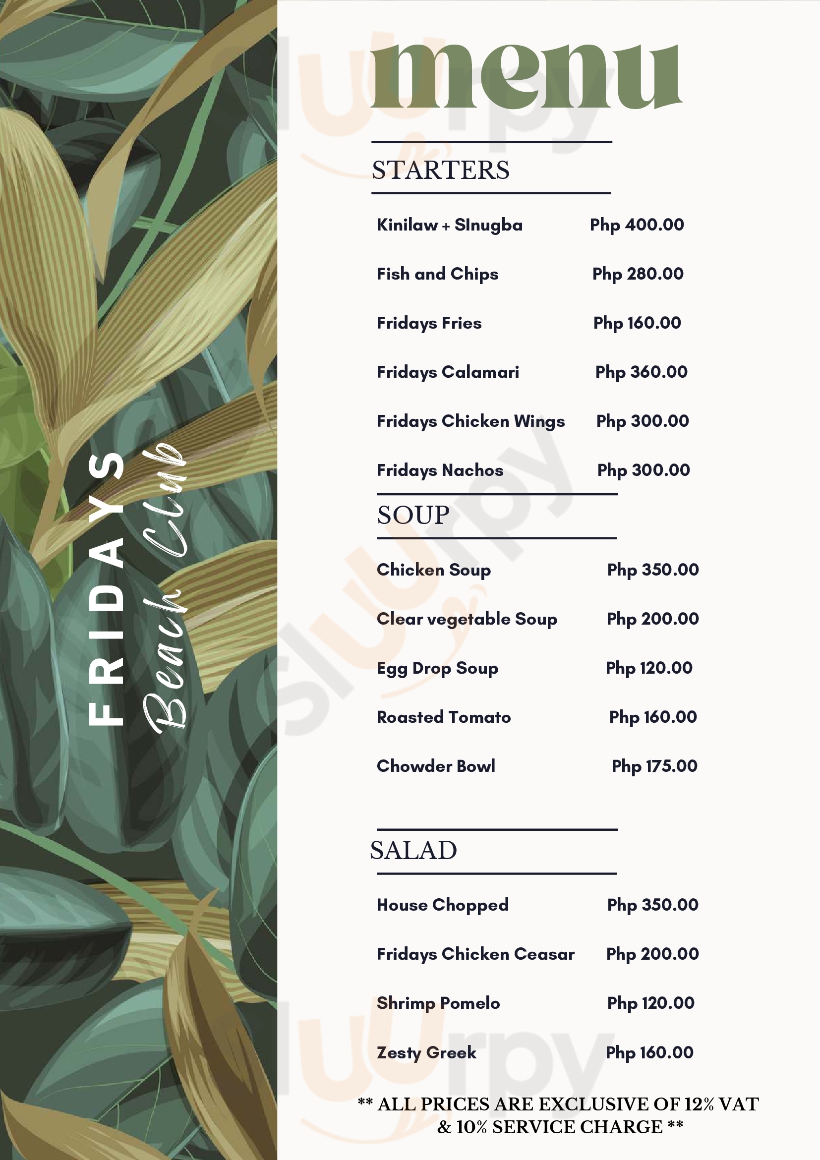 Fridays Boracay Restaurant Malay Menu - 1