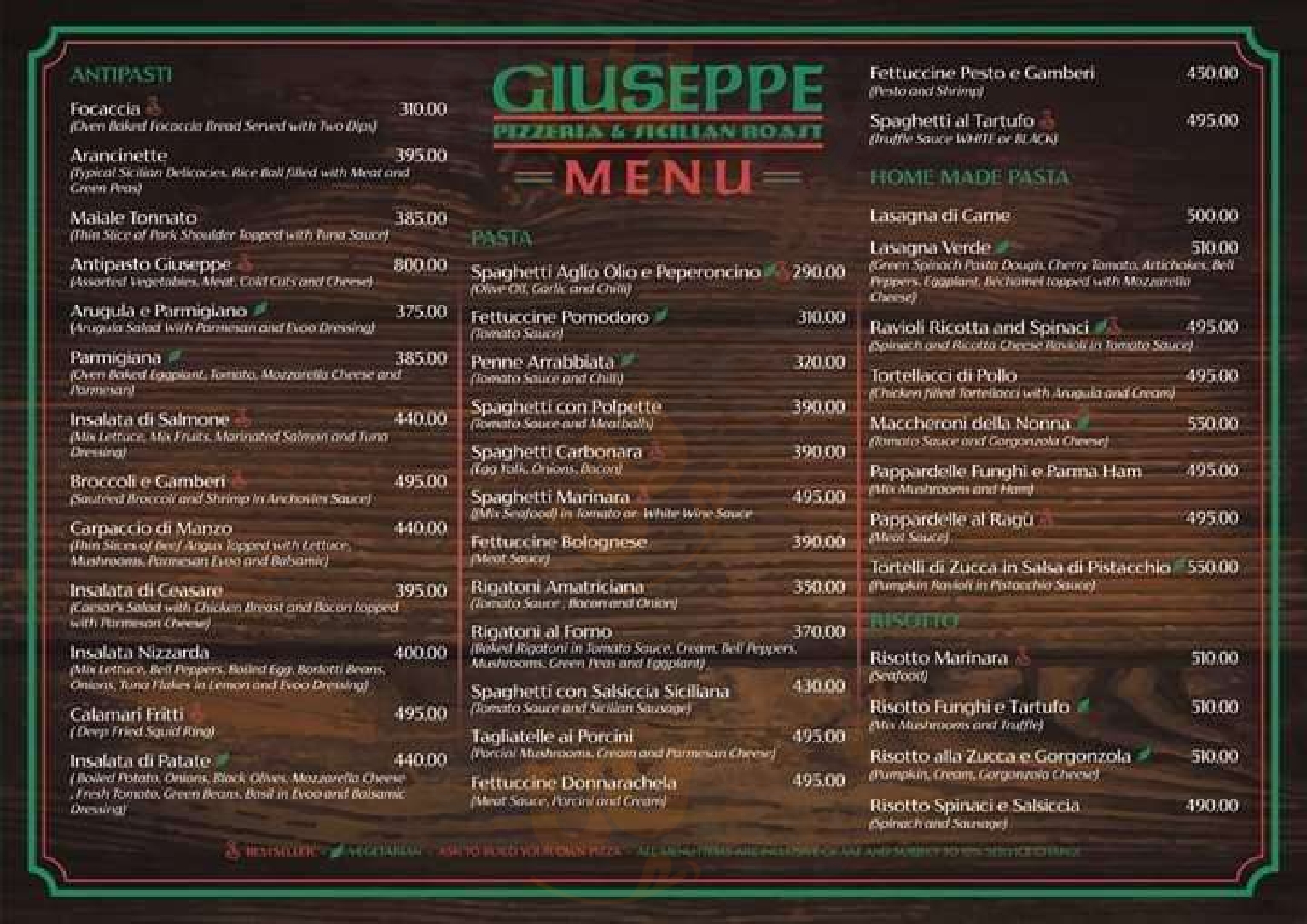 Giuseppe Pizzeria & Sicilian Roast Lapu Lapu Menu - 1