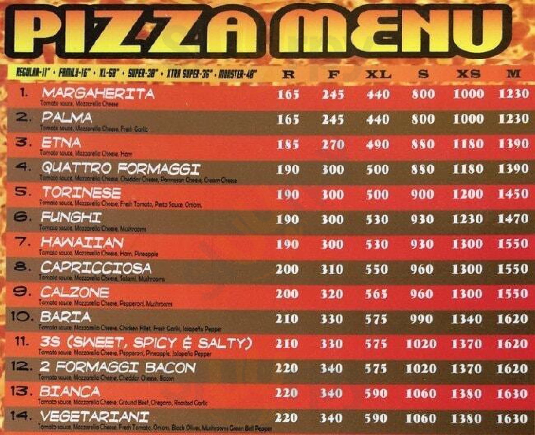 Calda Pizza Cebu City Menu - 1