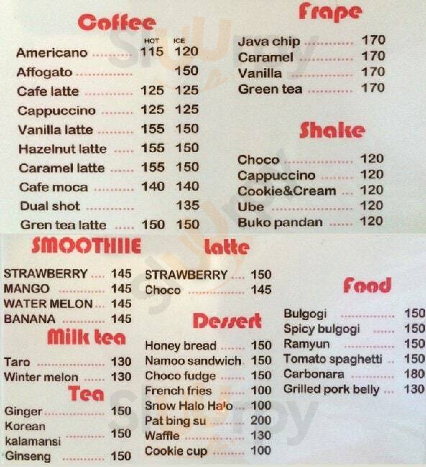 Cafe Namoo Mandaue Menu - 1