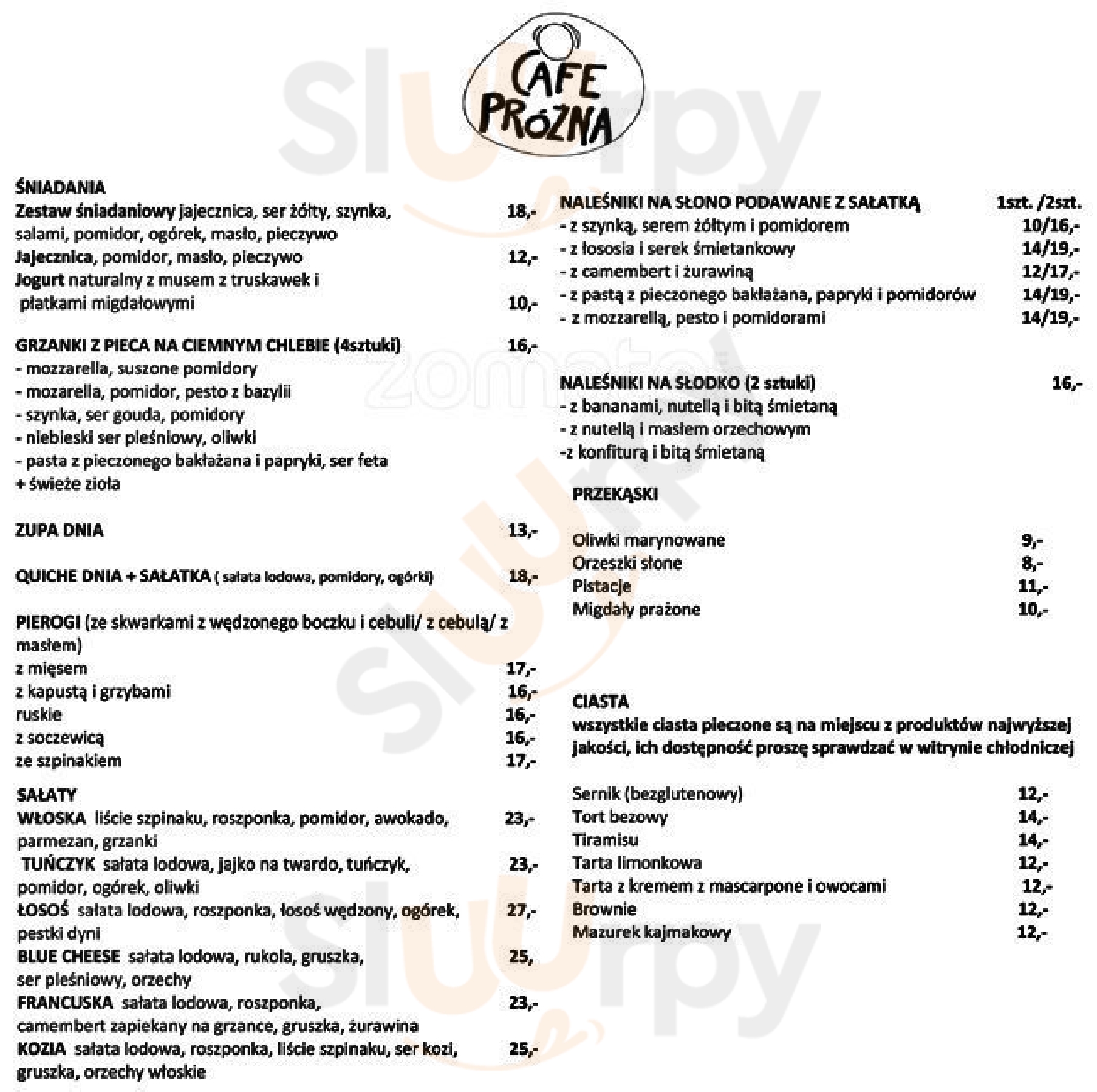 Cafe Próżna Warszawa Menu - 1