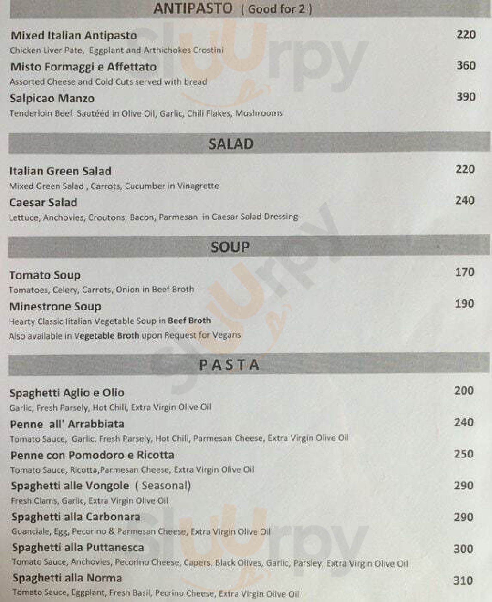La Nostra Pizzeria Napoletana Cebu City Menu - 1