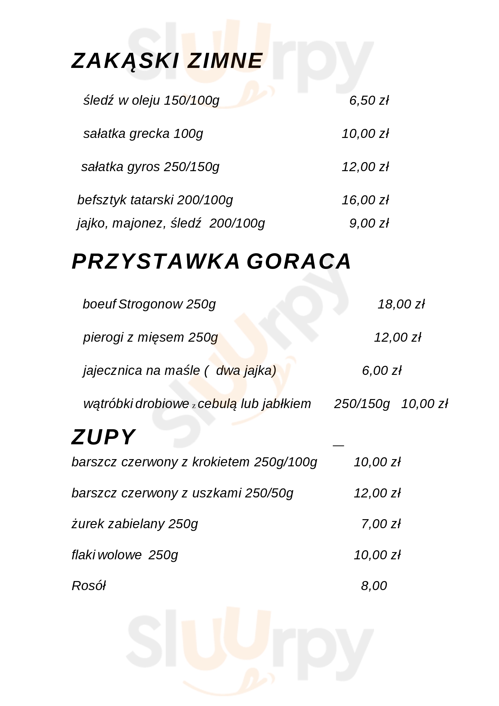 Restauracja Kacperek Warszawa Menu - 1