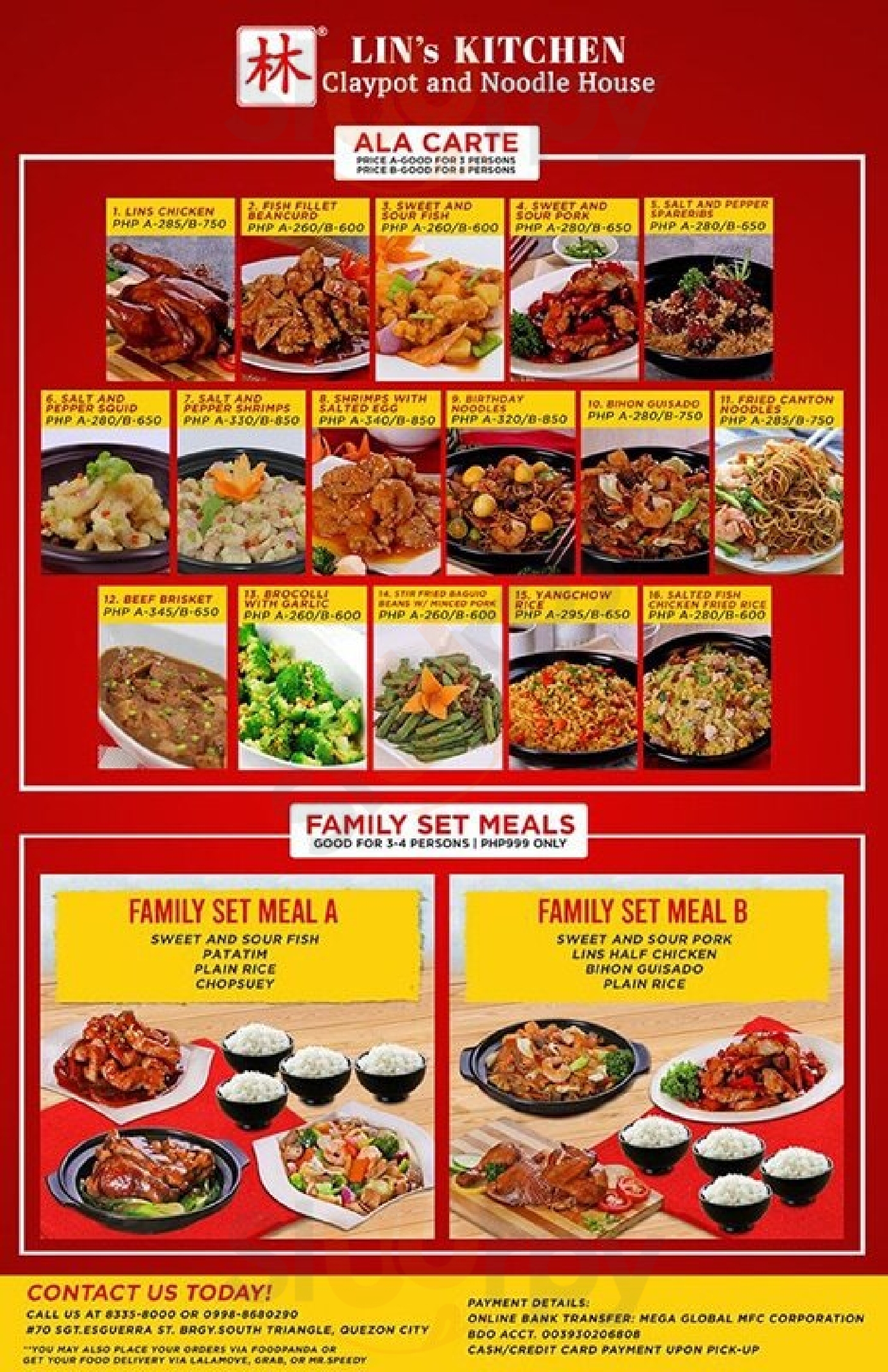Lin's Kitchen Claypot And Noodle House Quezon City Menu - 1