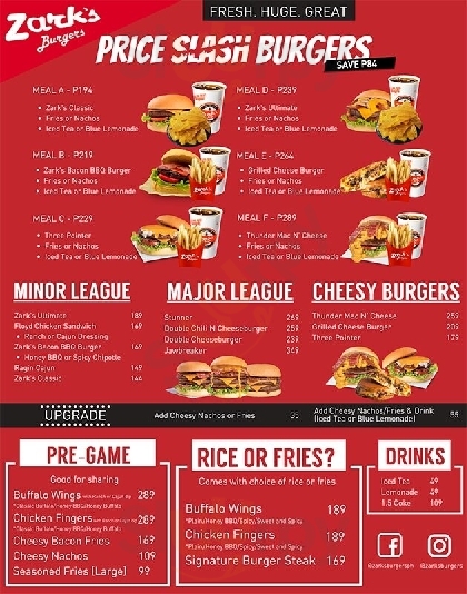 Zarks Burger Manila Menu - 1