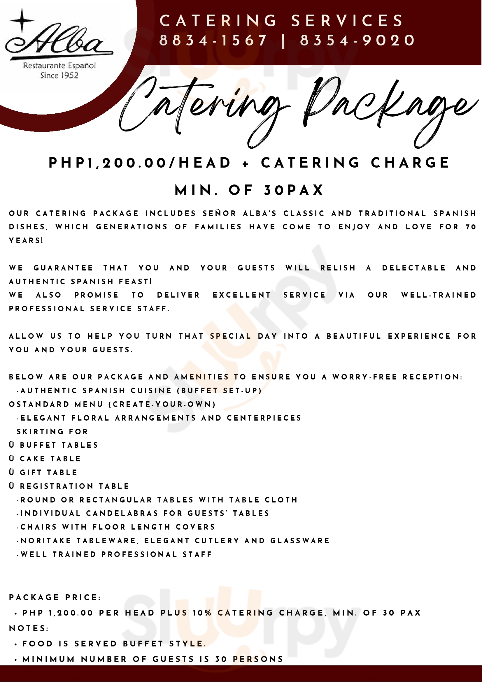 Main Menu - Alba Restaurante Espanol