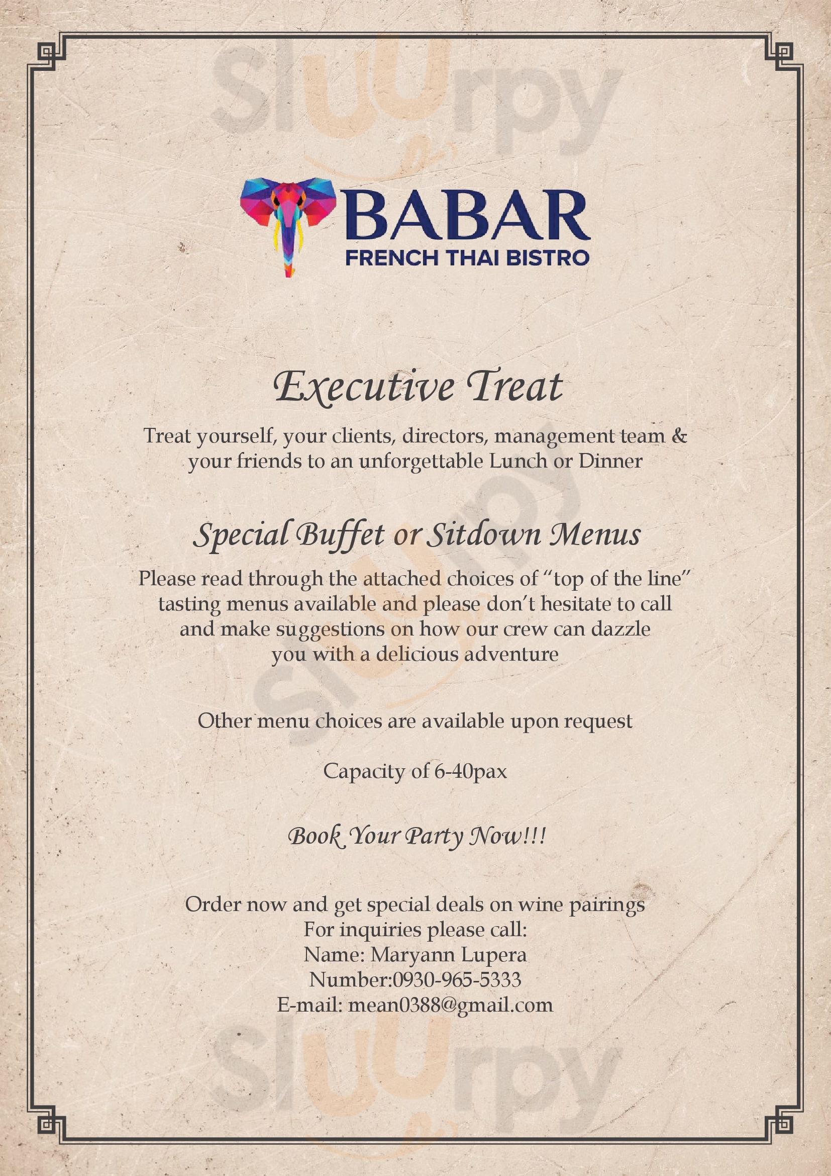 The Vintage Hall At Abc Hotel Angeles City Menu - 1