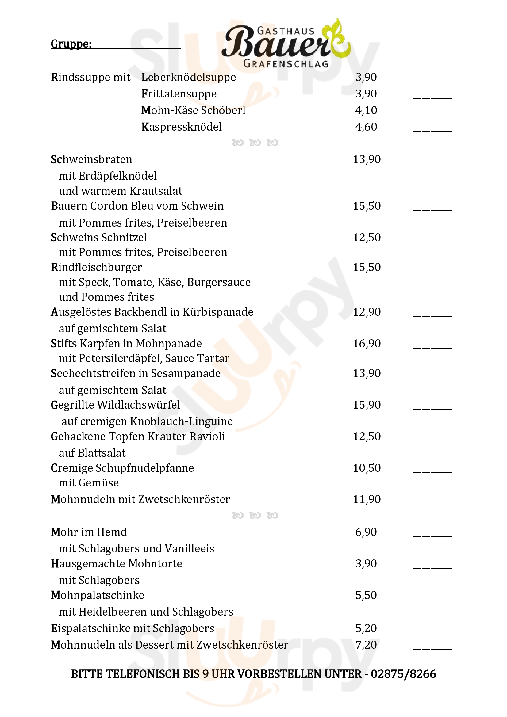 Gasthaus Bauer Grafenschlag Menu - 1
