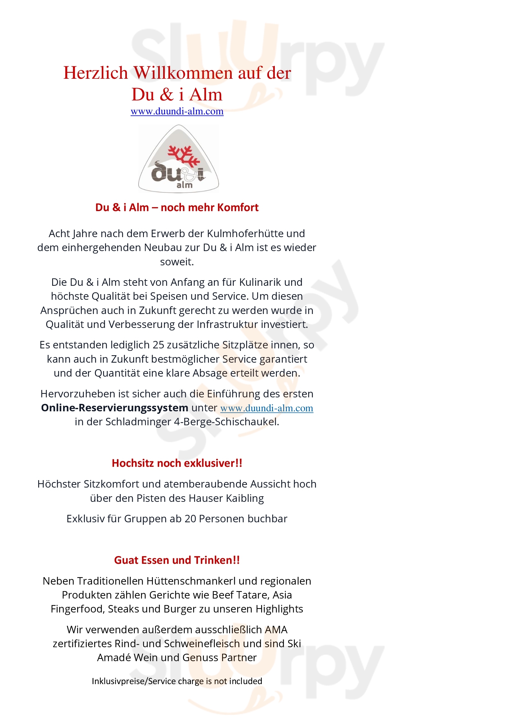 Du & I Alm Haus Menu - 1