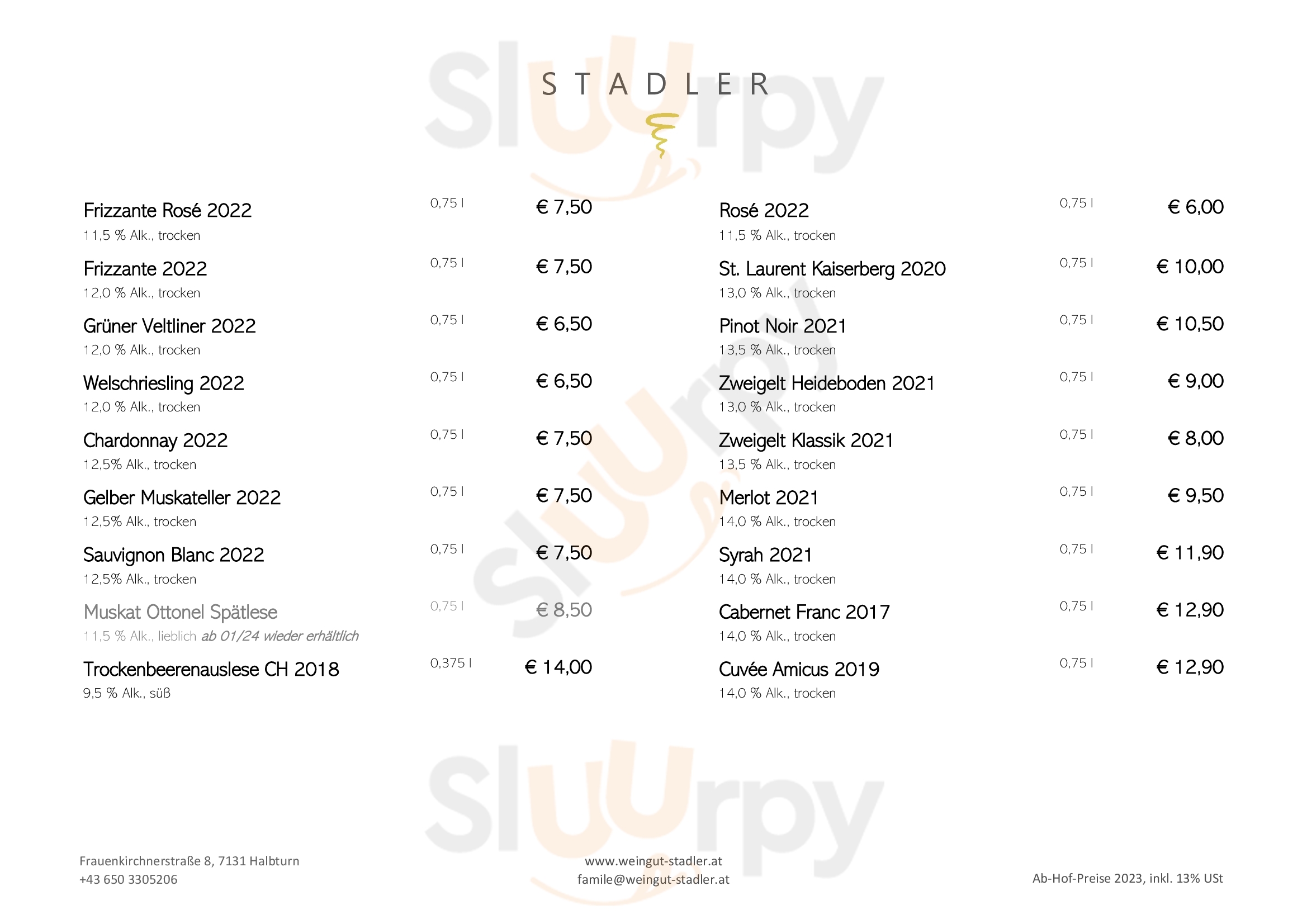 Weingut J. & A. Stadler Halbturn Menu - 1