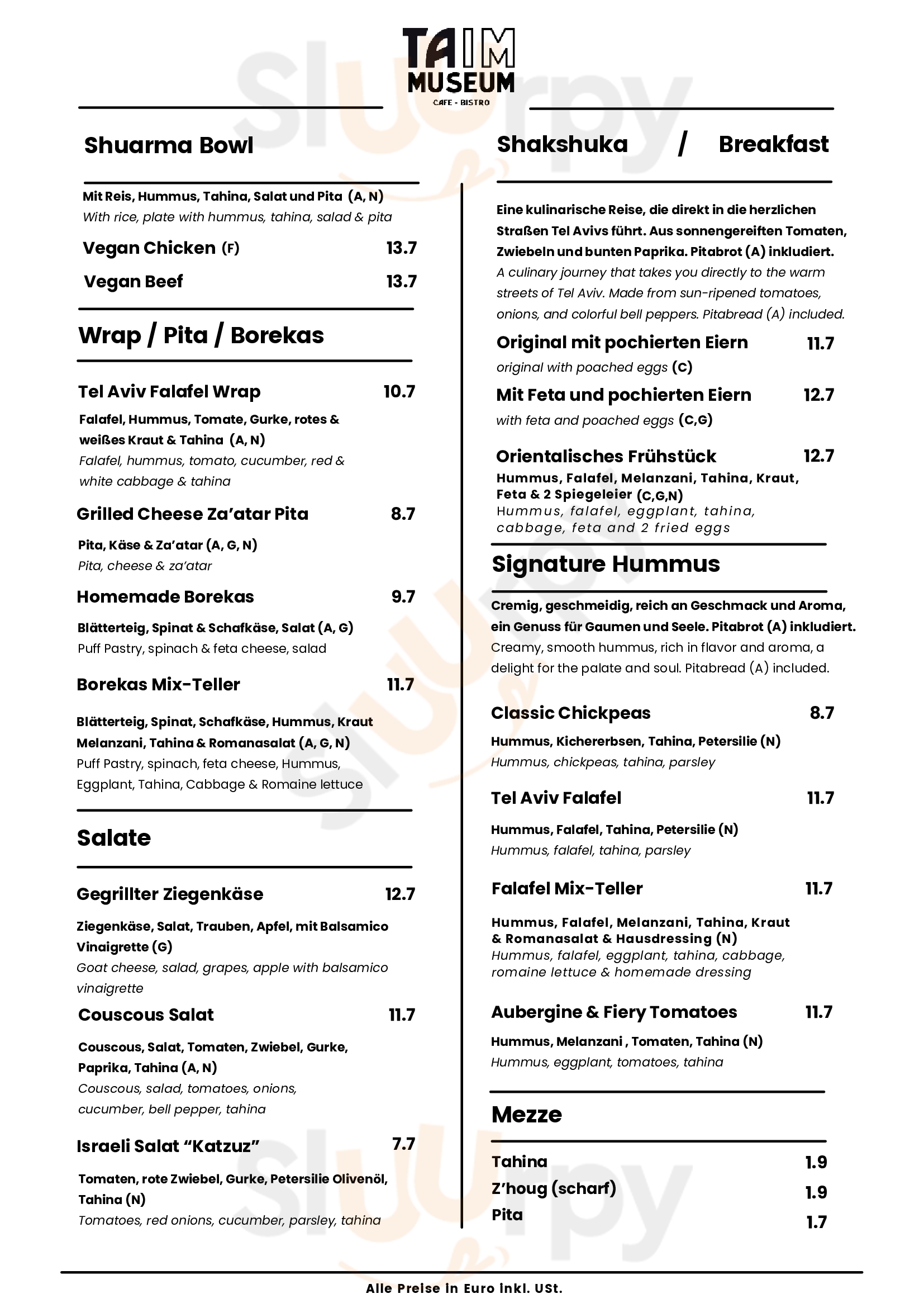 Taim - Israeli Streetfood Wien Menu - 1