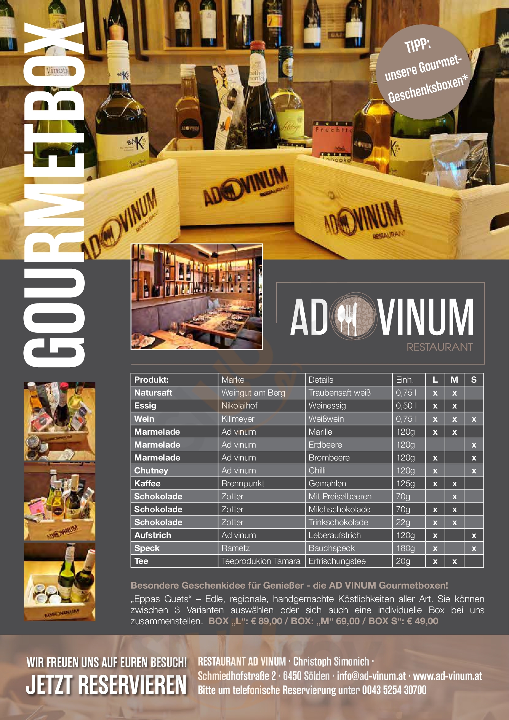 Ad Vinum Restaurant Sölden Menu - 1