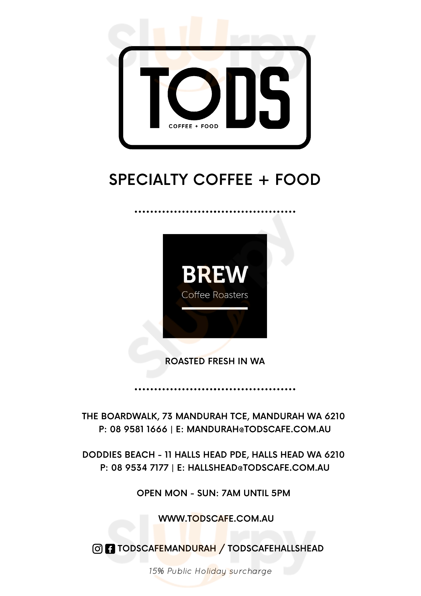 Tods Cafe Mandurah Menu - 1