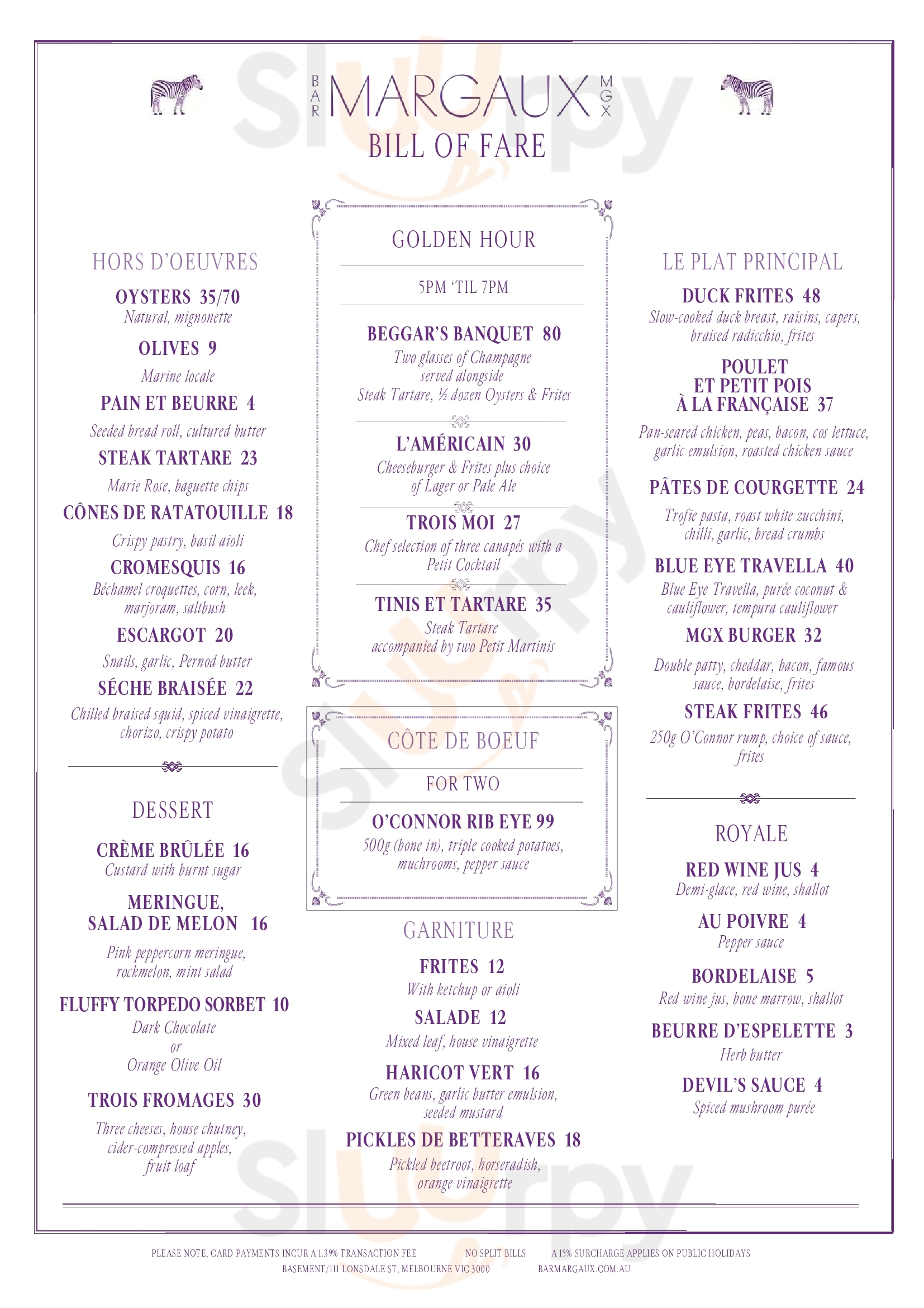 Main Menu - Bar Margaux