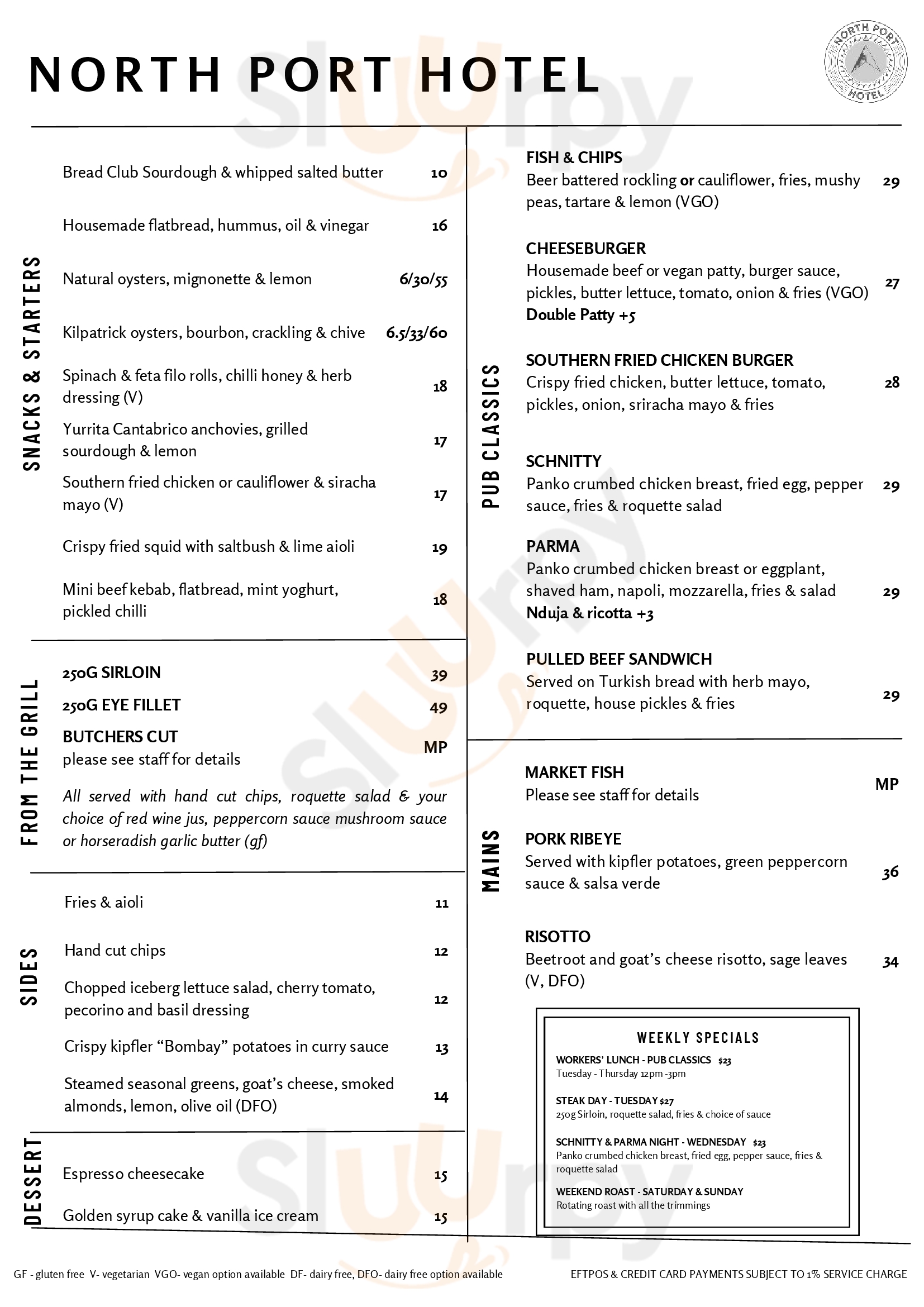 Main Menu - North Port Hotel