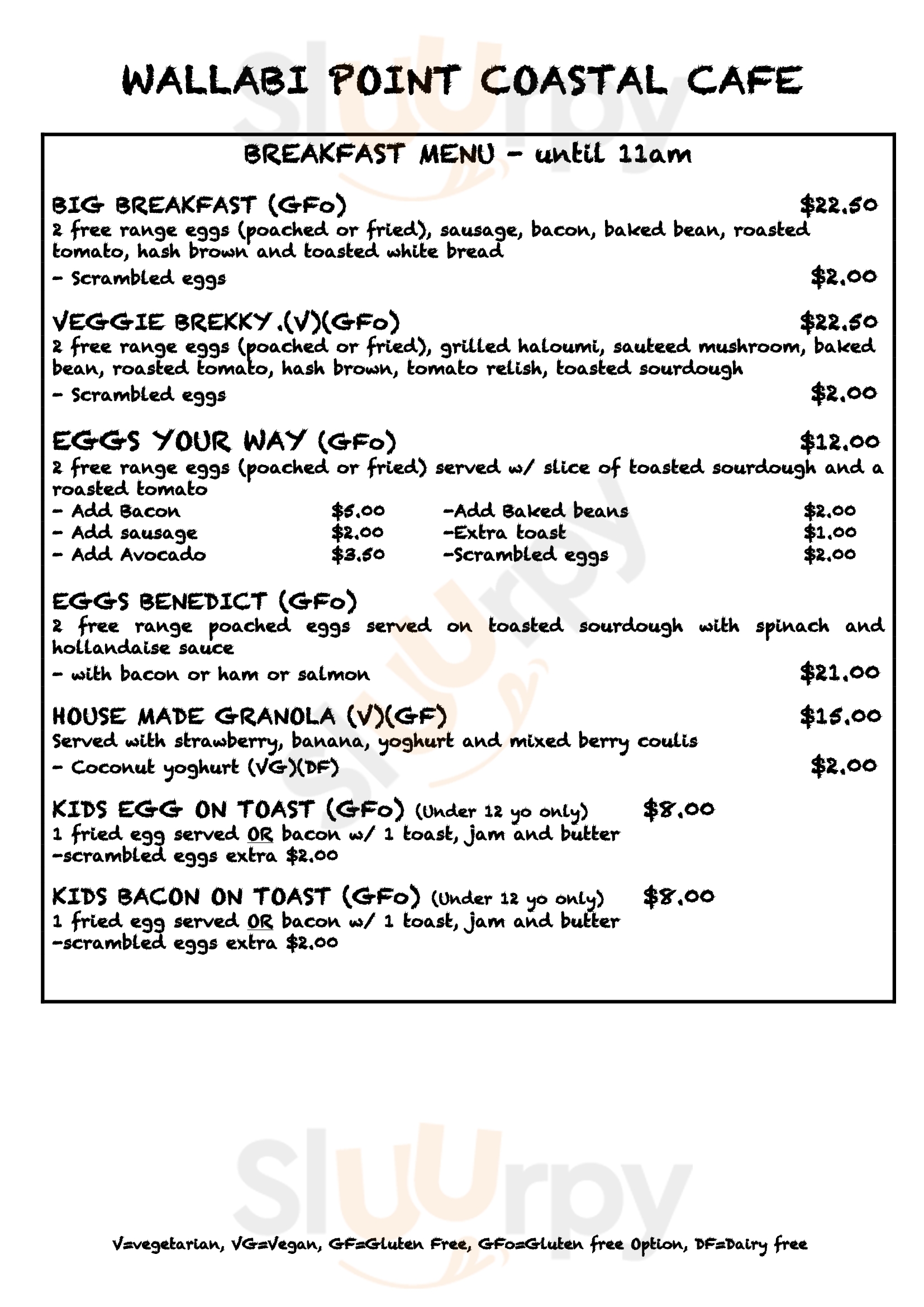 Wallabi Point Coastal Cafe Wallabi Point Menu - 1