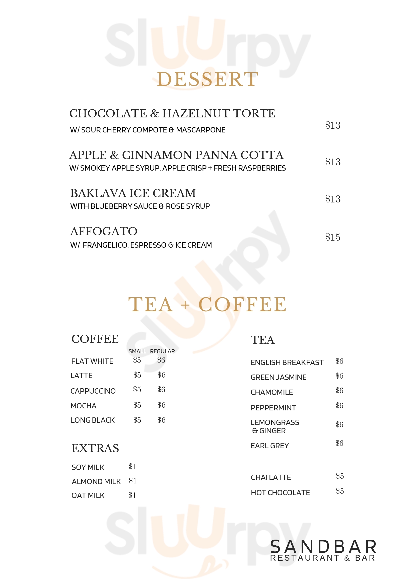 Sandbar Huskisson Menu - 1