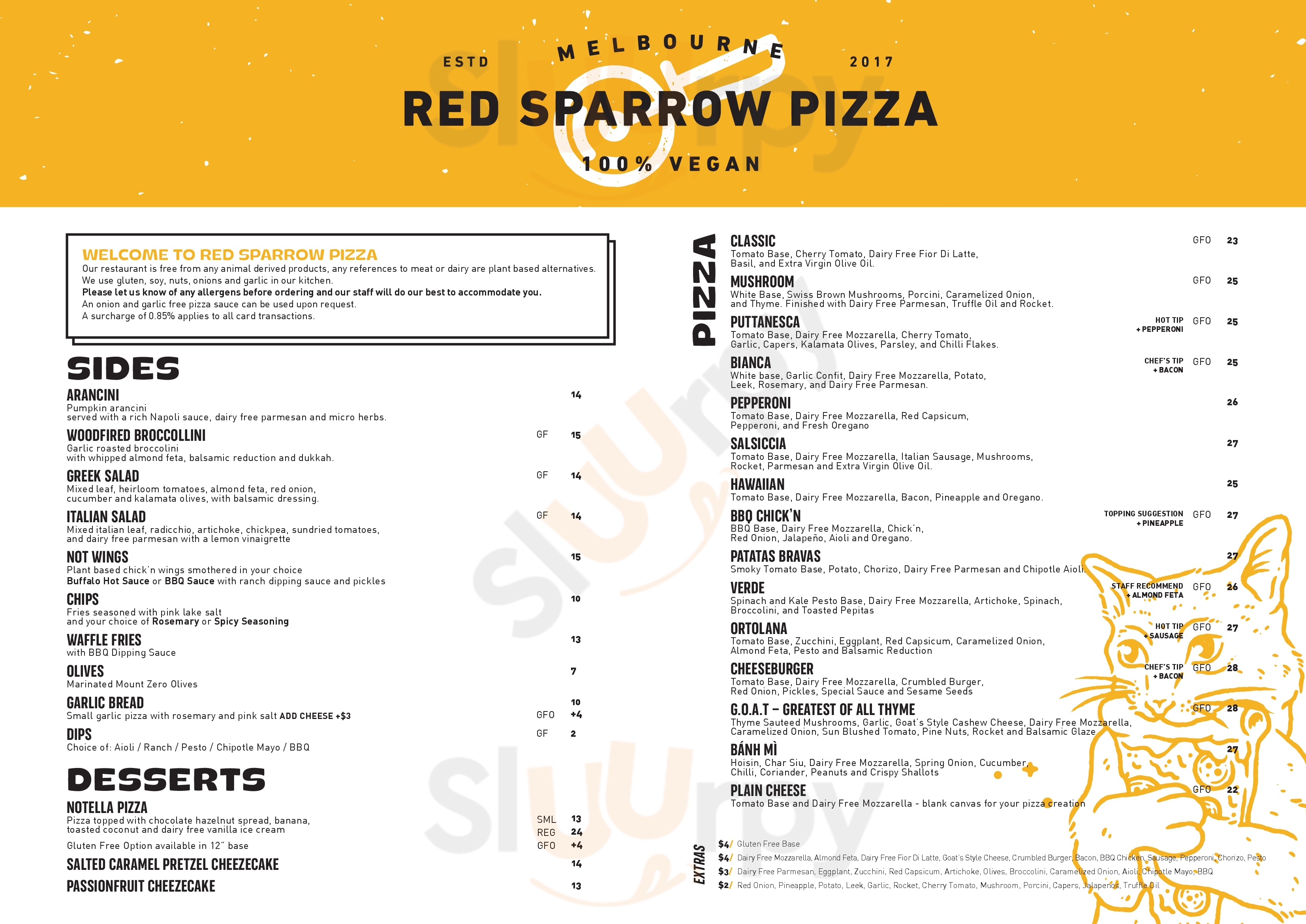 Red Sparrow Pizza Prahran Menu - 1