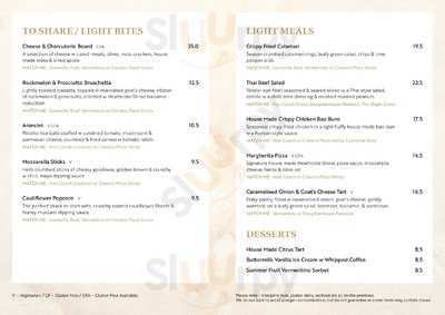 Heathcote Winery menu